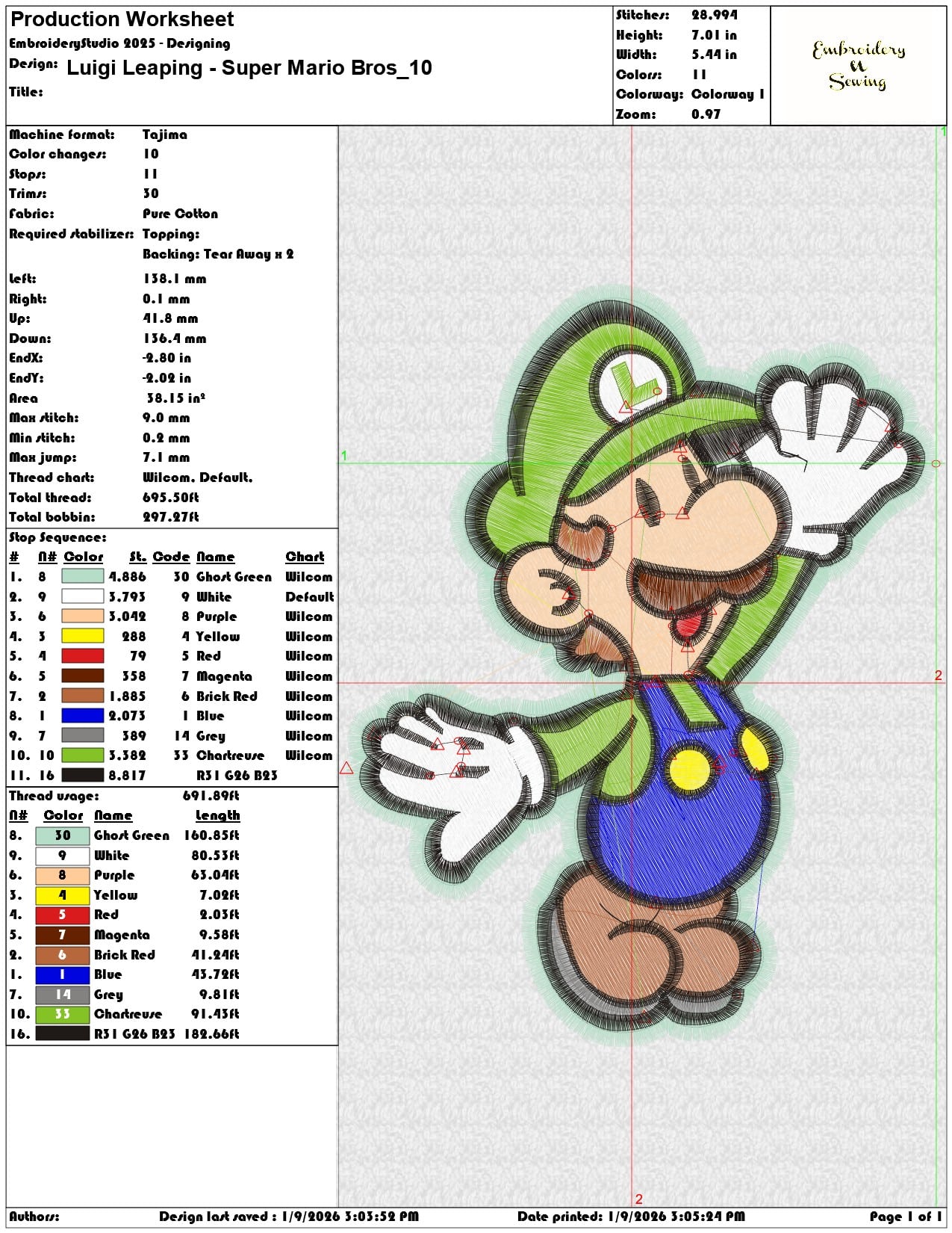 Luigi Leaping Super Mario Bros  - Elegant embroidery design file - instant download — view 3