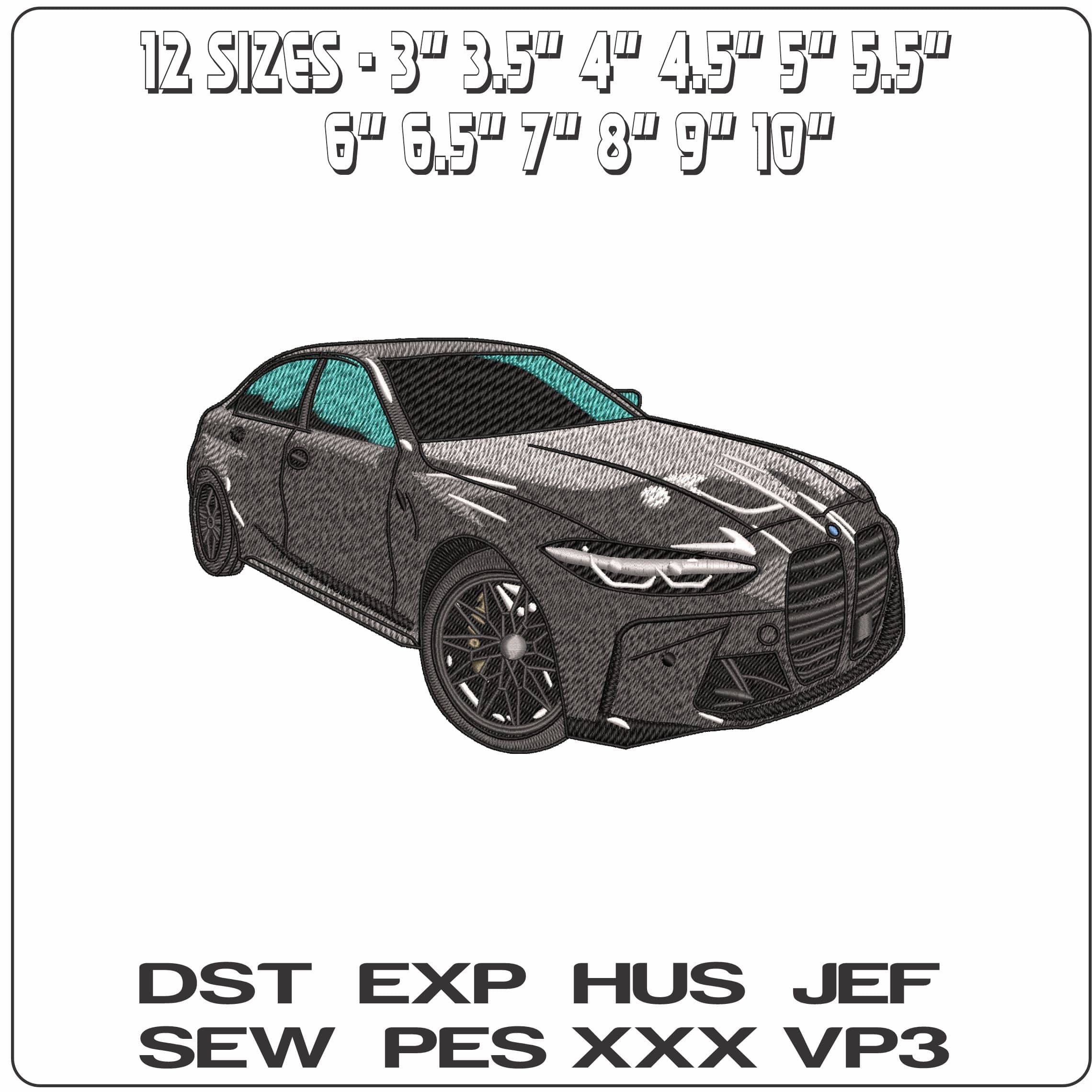 M3 BMW  - Elegant embroidery design file - instant download — view 2