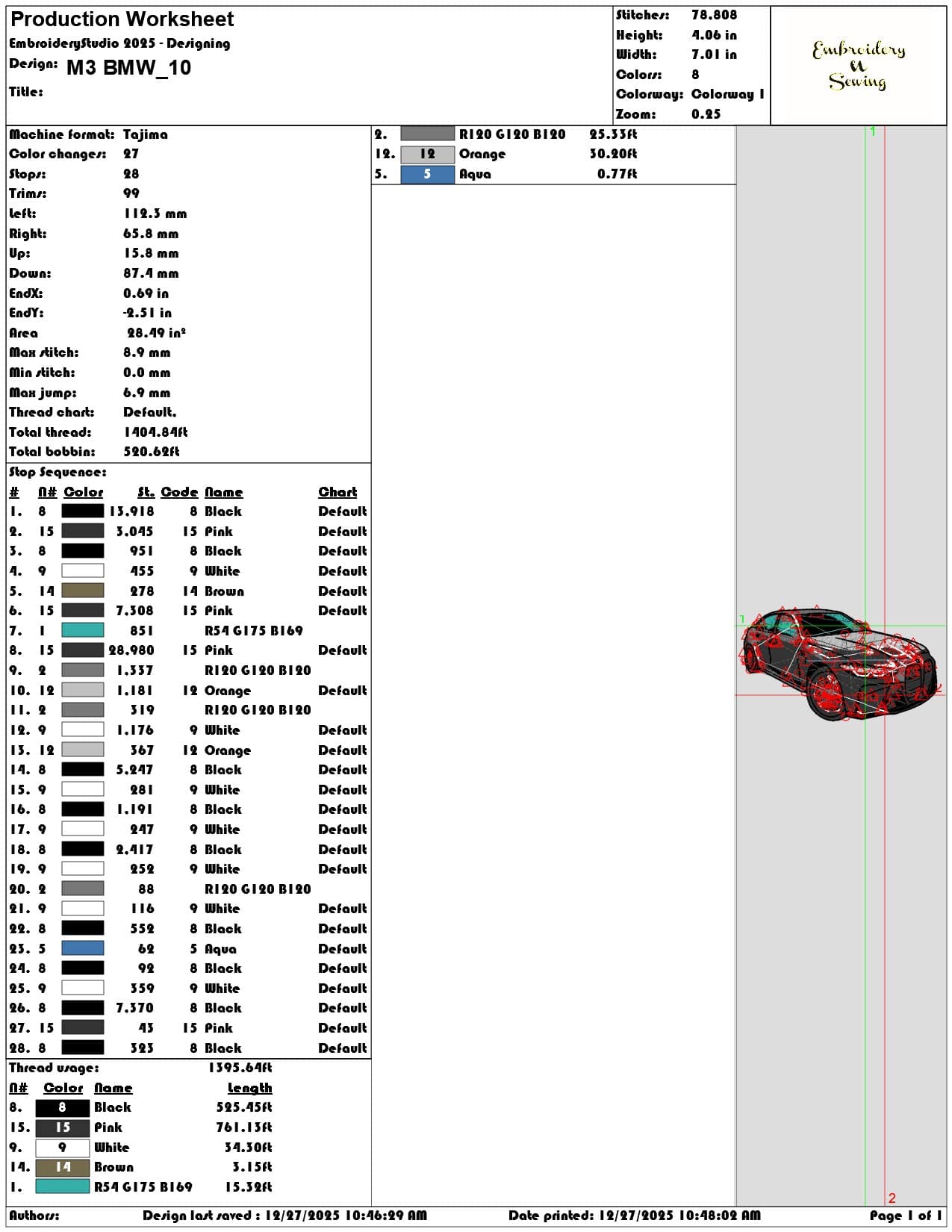 M3 BMW  - Elegant embroidery design file - instant download — view 3