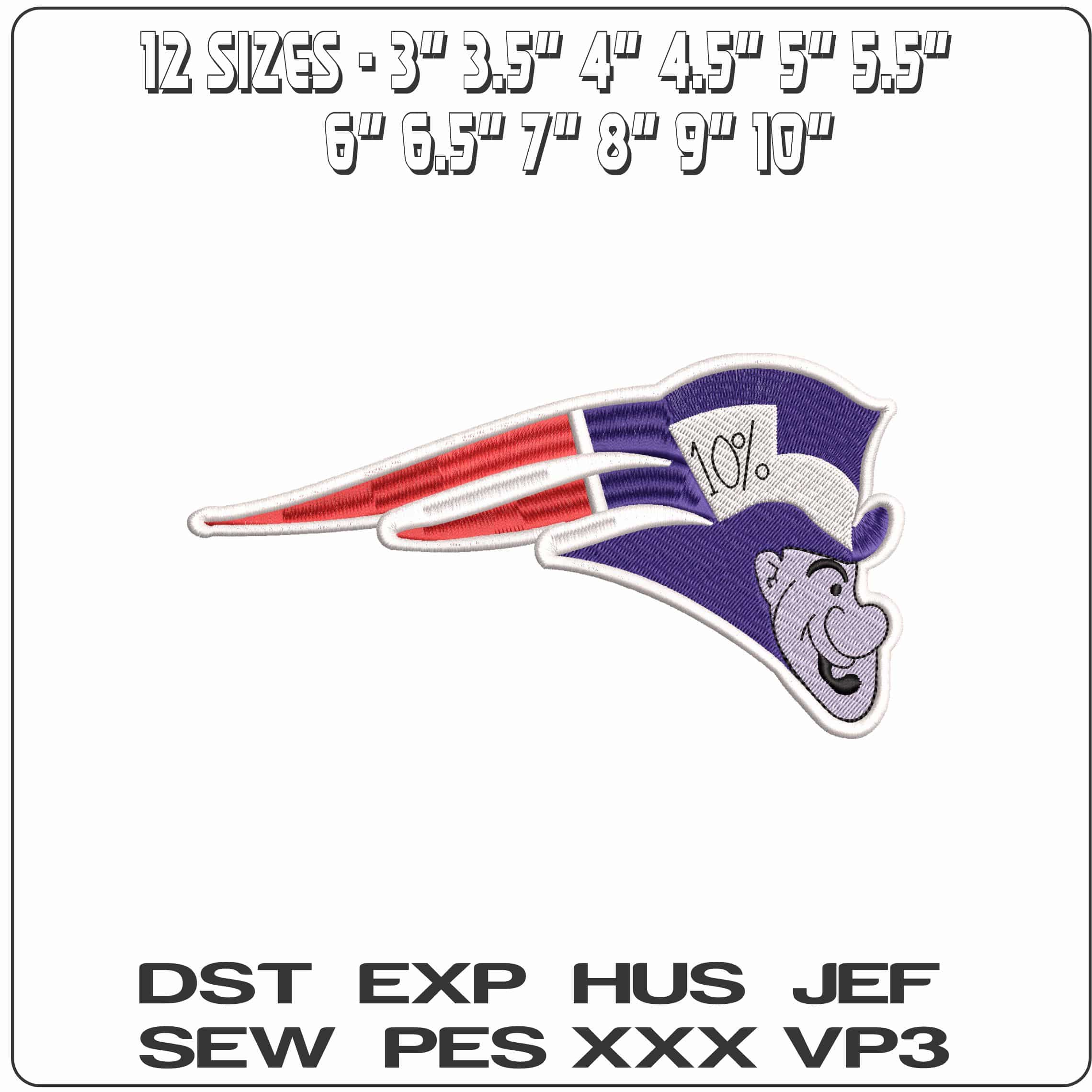 Mad Hatter New England Patriots  - Elegant embroidery design file - instant download — view 2