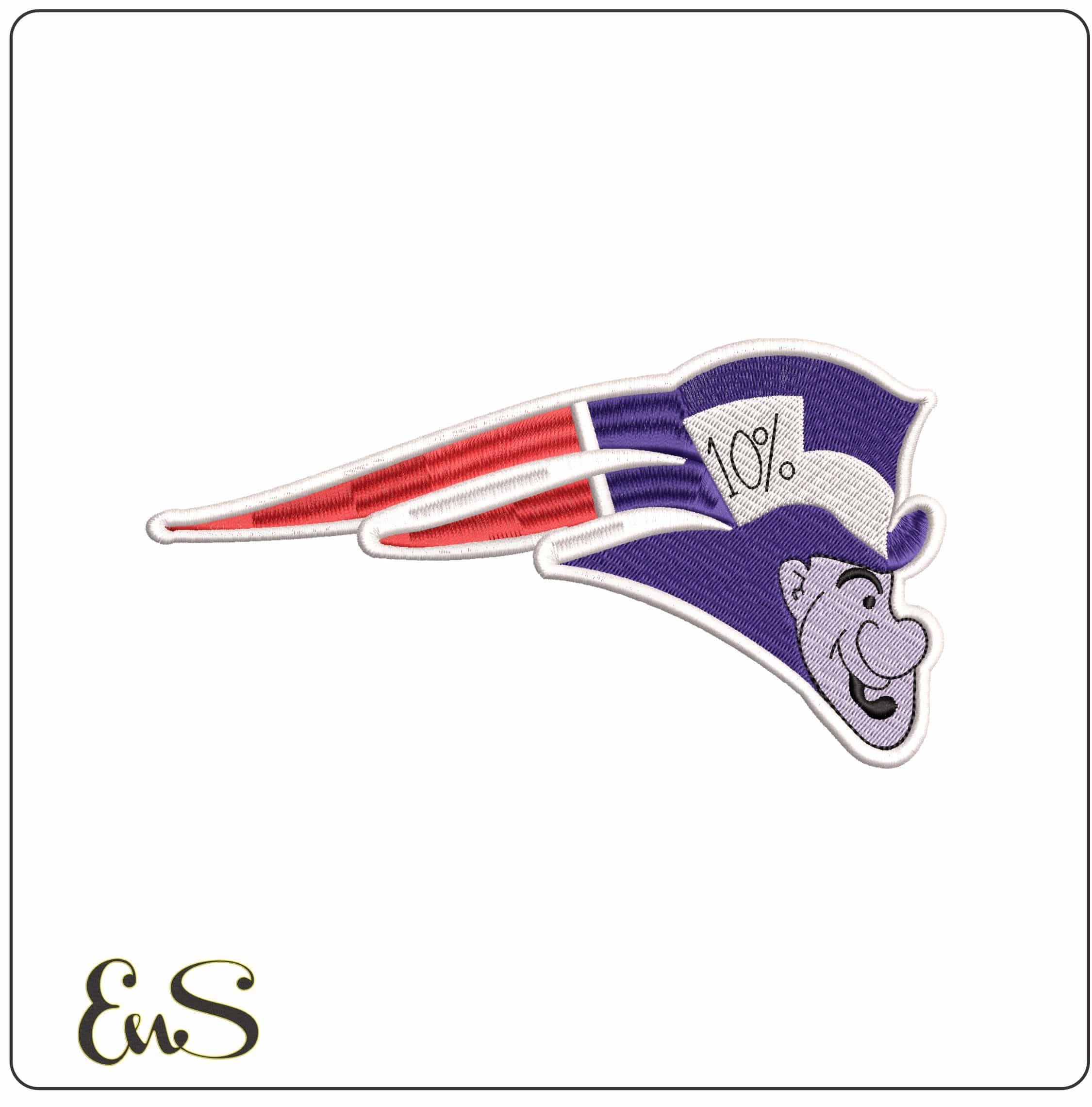 Mad Hatter New England Patriots  - Elegant embroidery design file - instant download