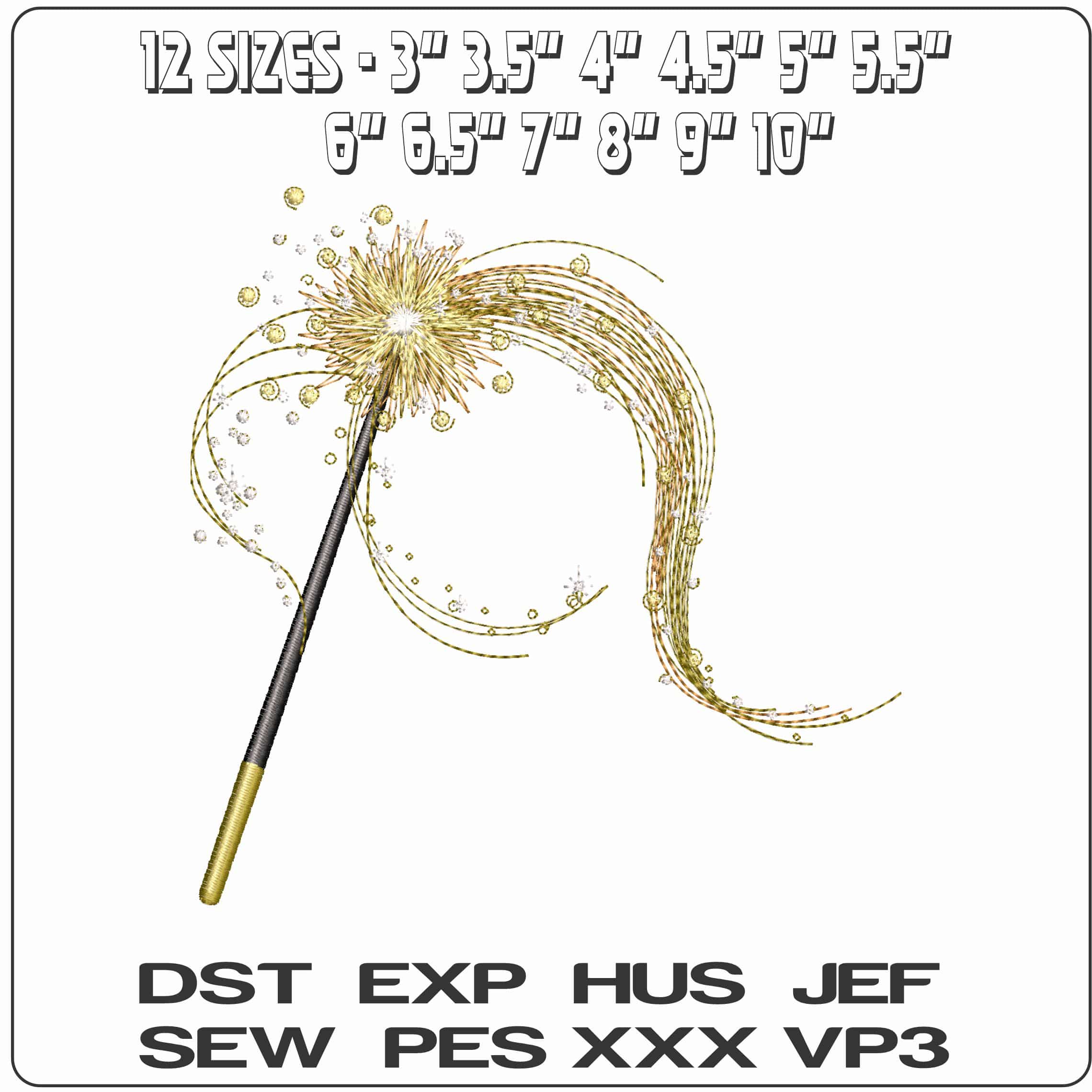Magic Wand  - Elegant embroidery design file - instant download — view 2