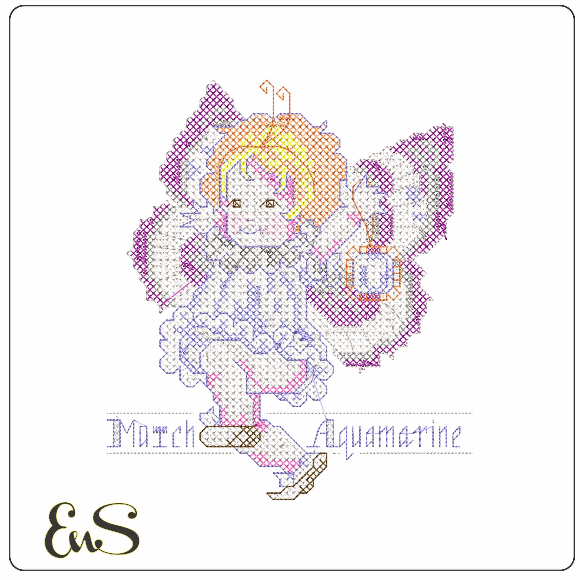 Mar Aquamarine16 3  - Elegant embroidery design file - instant download