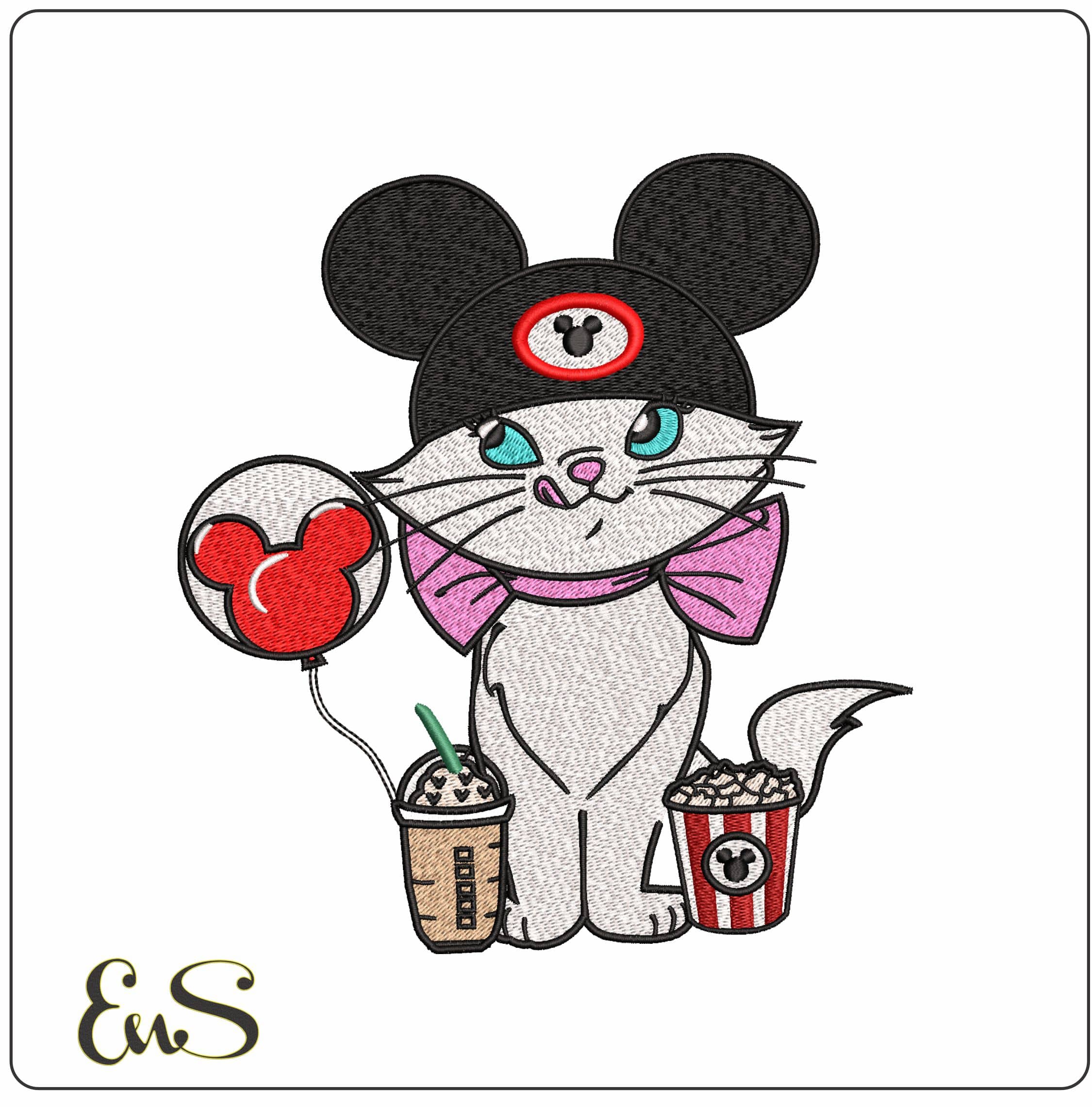 Marie Cat in Disney outfit Aristocats Disney  - Elegant embroidery design file - instant download