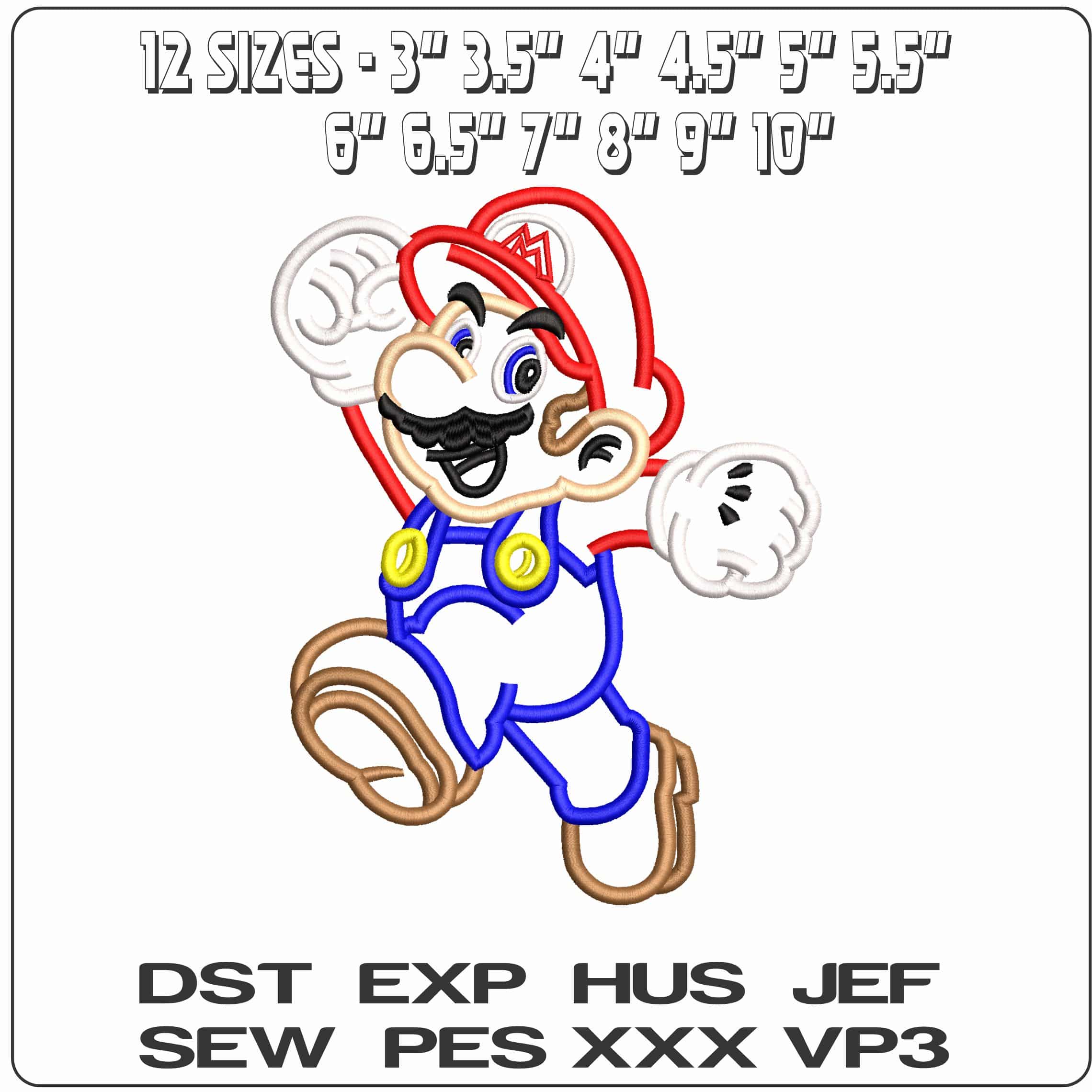 Mario Bros Line art  - Elegant embroidery design file - instant download — view 2