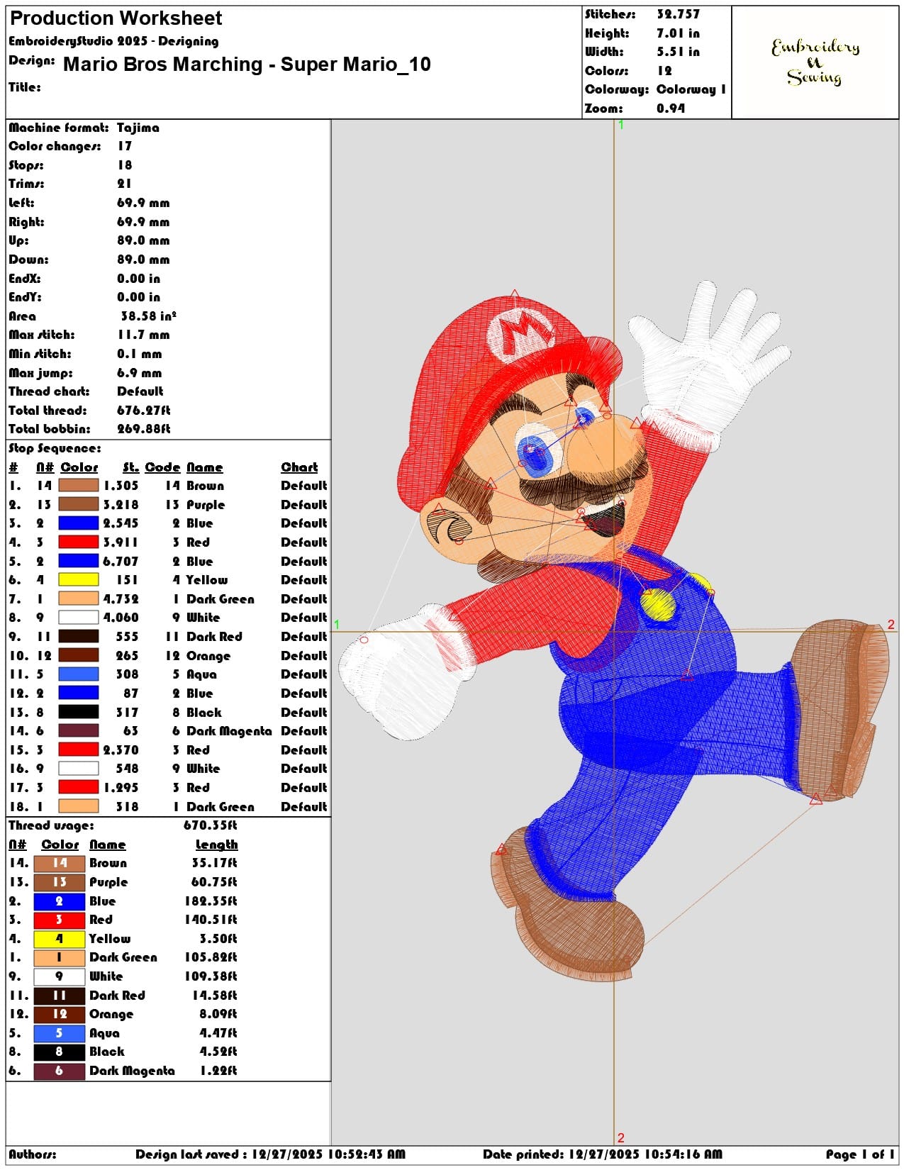 Mario Bros Marching Super Mario  - Elegant embroidery design file - instant download — view 3