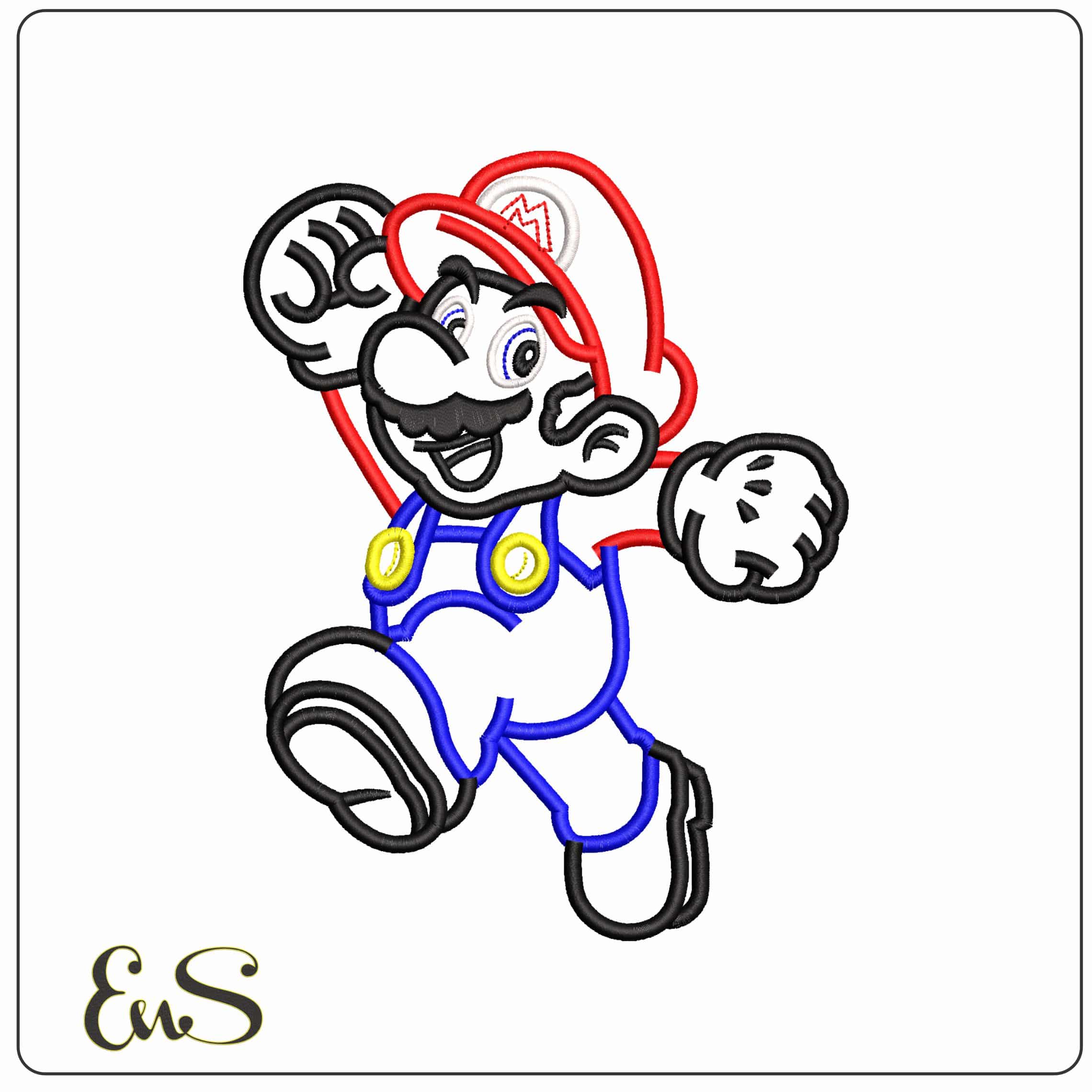Mario Bros outline  - Elegant embroidery design file - instant download