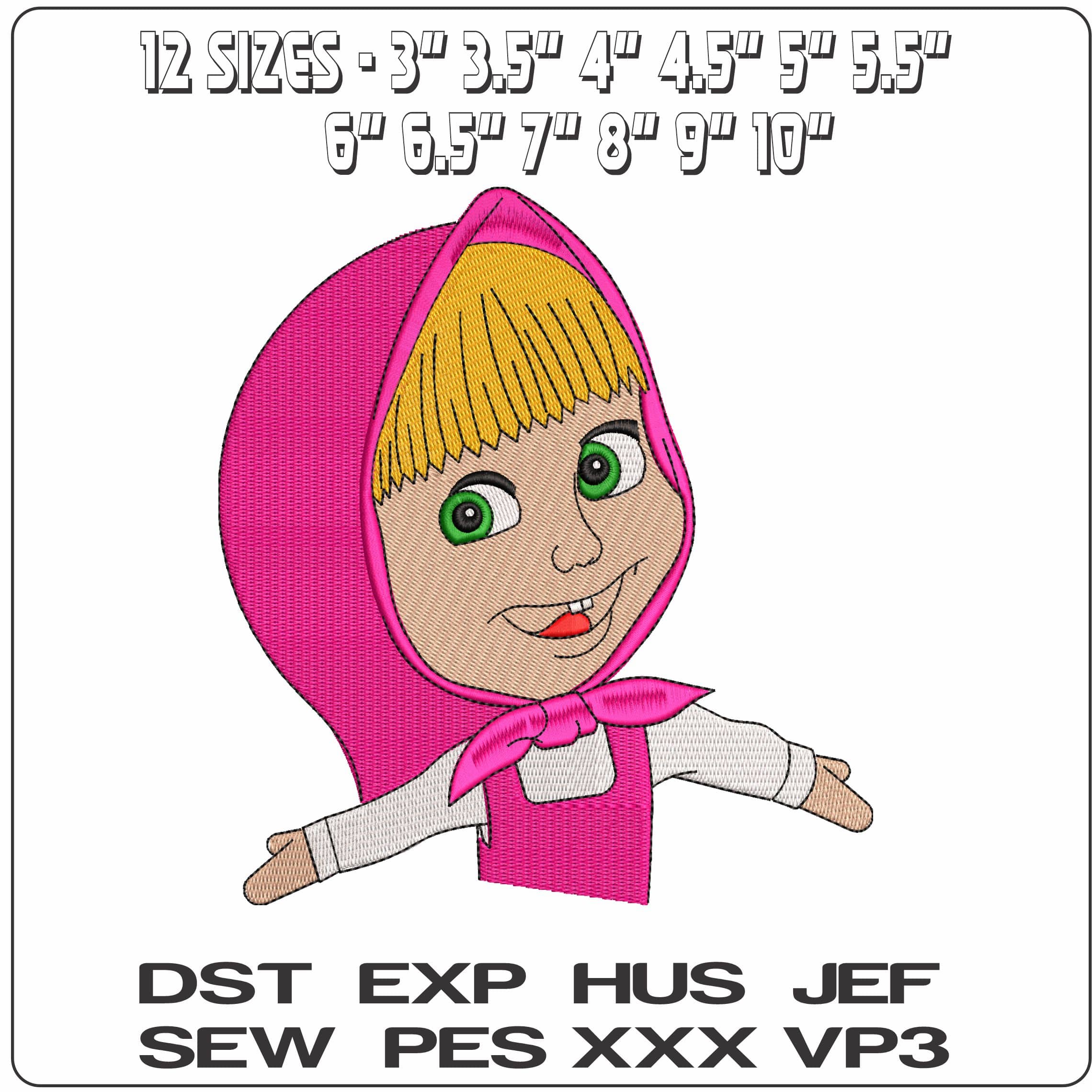 Masha Masha and the Bear Cartoon  - Elegant embroidery design file - instant download — view 2