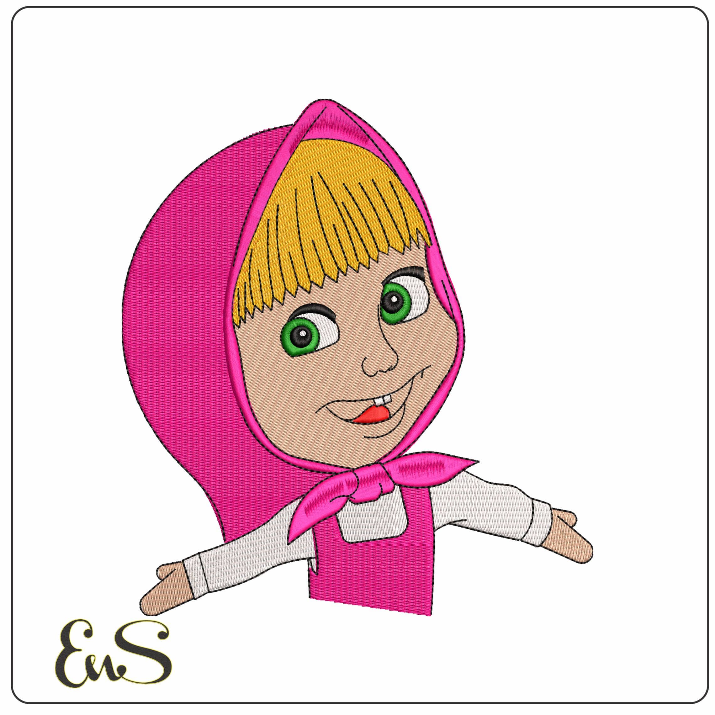 Masha Masha and the Bear Cartoon  - Elegant embroidery design file - instant download