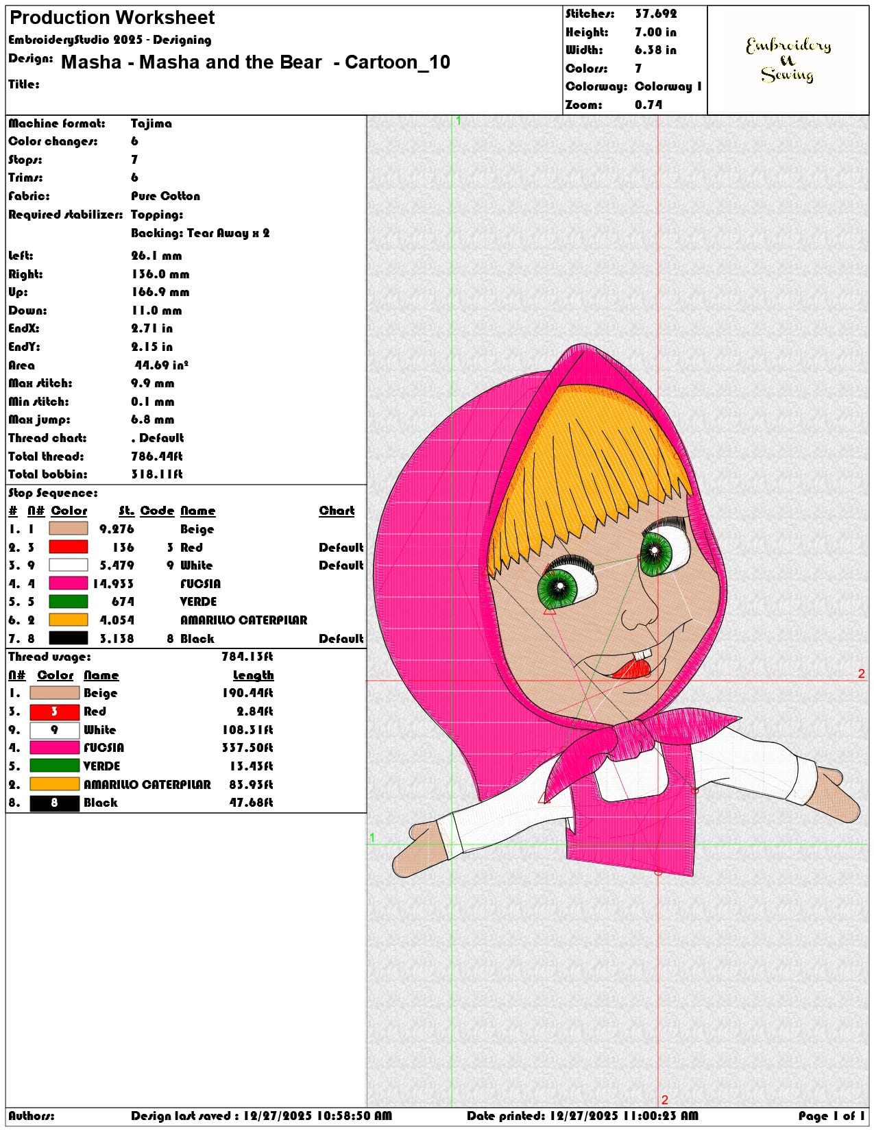 Masha Masha and the Bear Cartoon  - Elegant embroidery design file - instant download — view 3