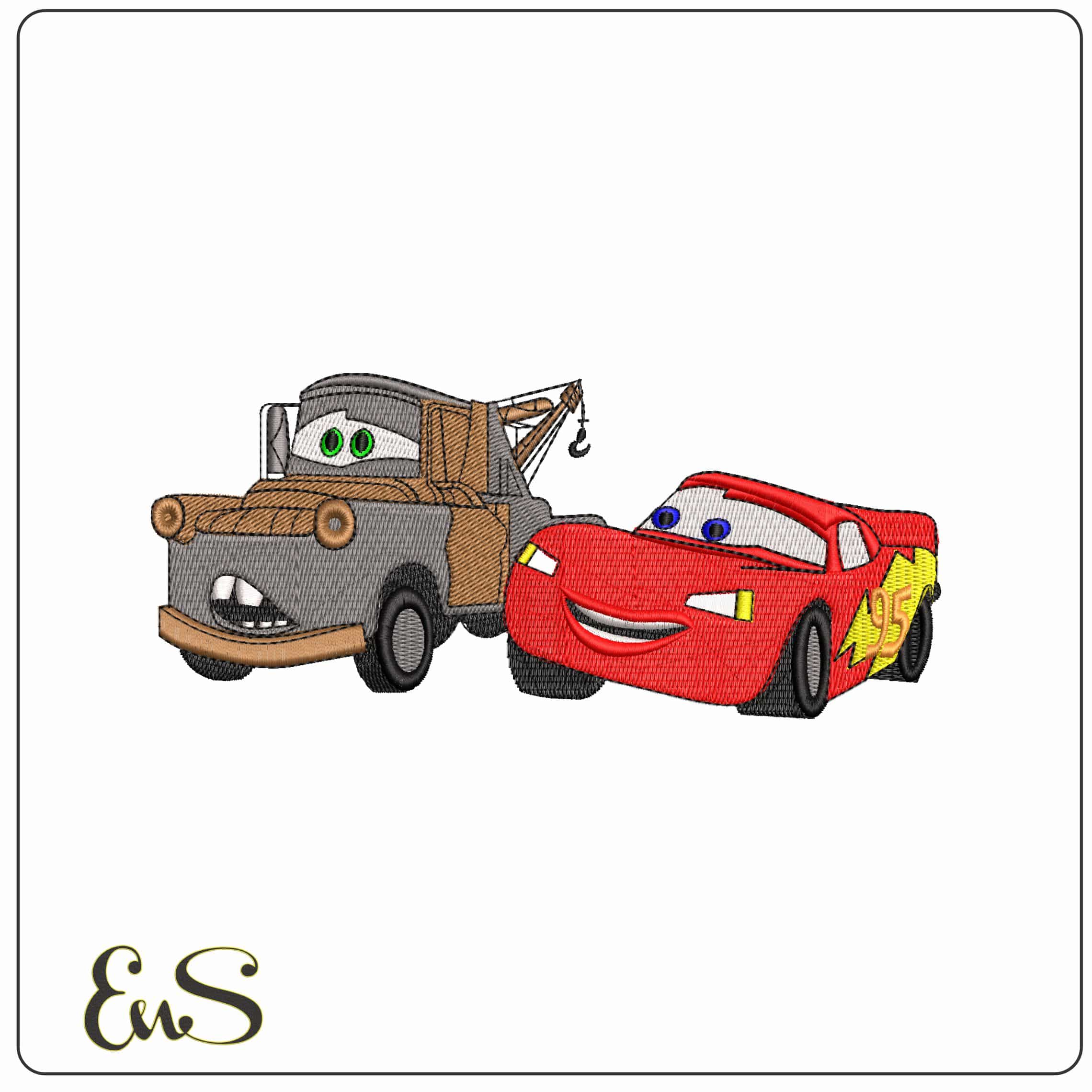 Matter and Lightning Cars  - Elegant embroidery design file - instant download