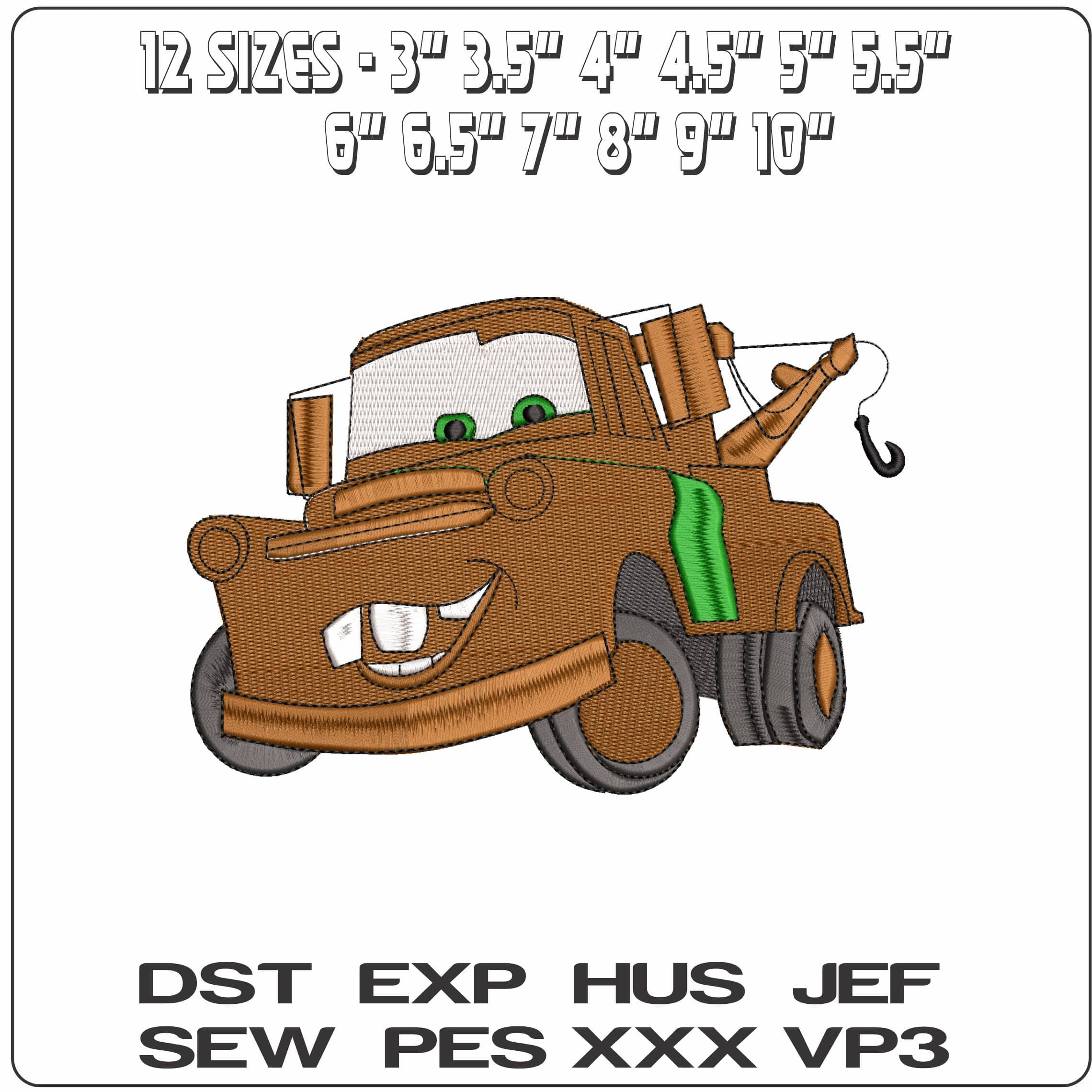 Matter Tow Truck Cars  - Elegant embroidery design file - instant download — view 2