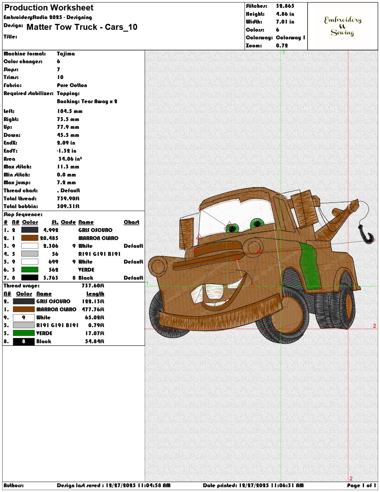 Matter Tow Truck Cars  - Elegant embroidery design file - instant download — view 3