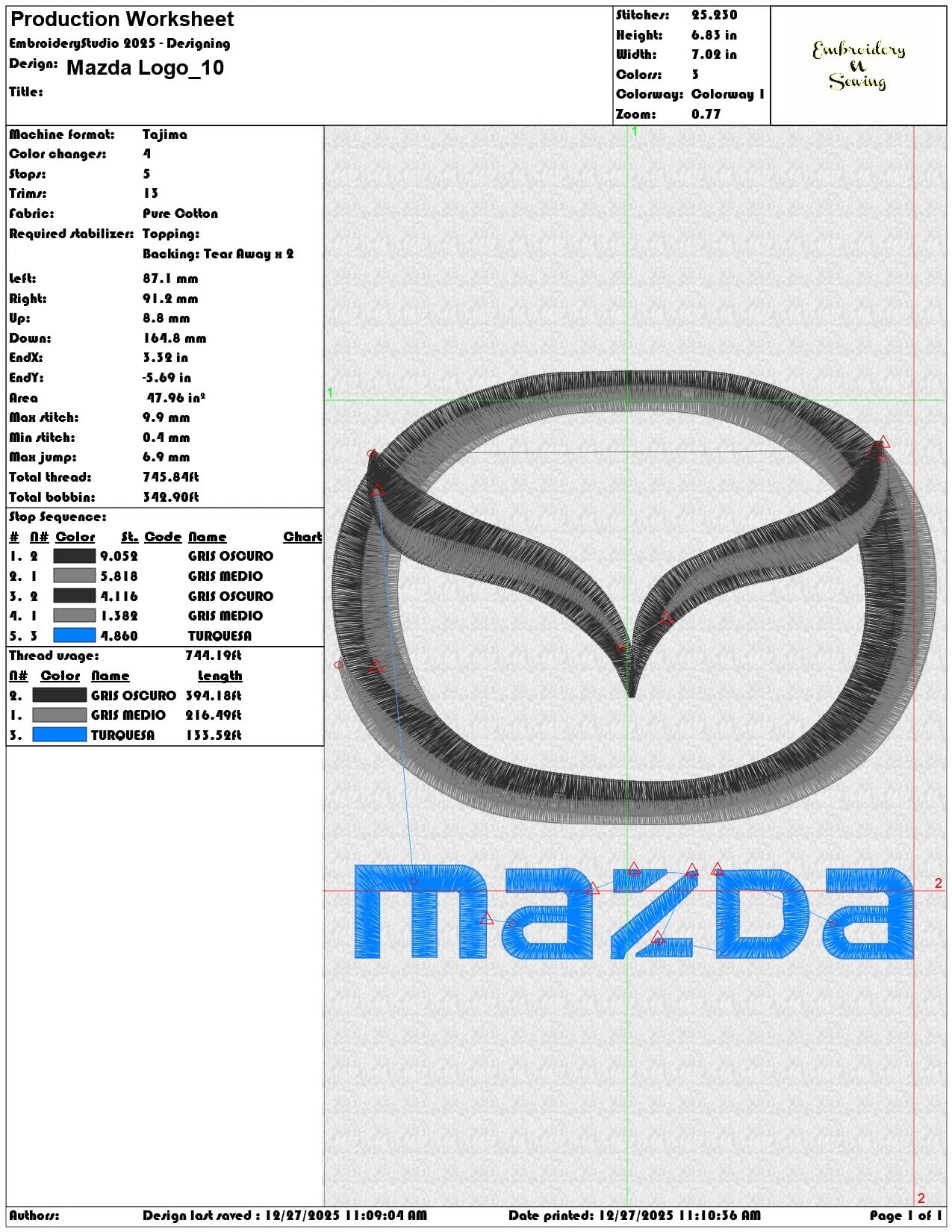 Mazda Logo  - Elegant embroidery design file - instant download — view 3