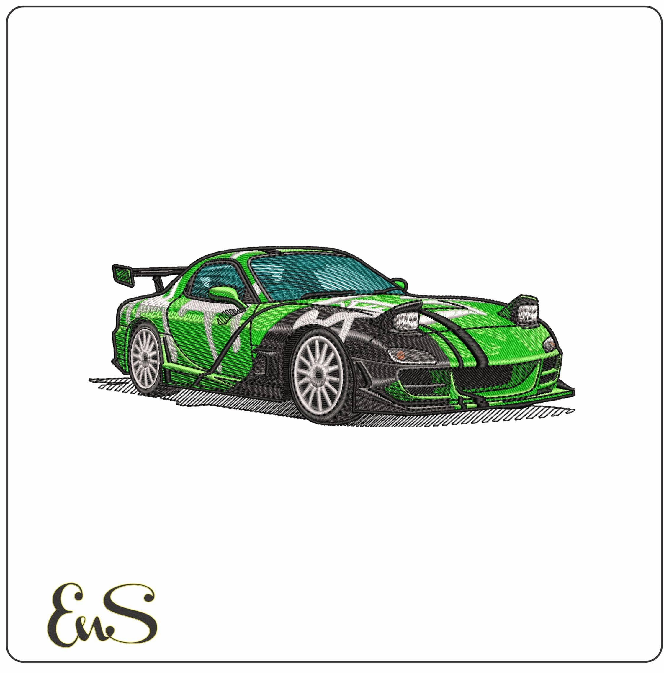 Mazda RX7 Drift Car  - Elegant embroidery design file - instant download