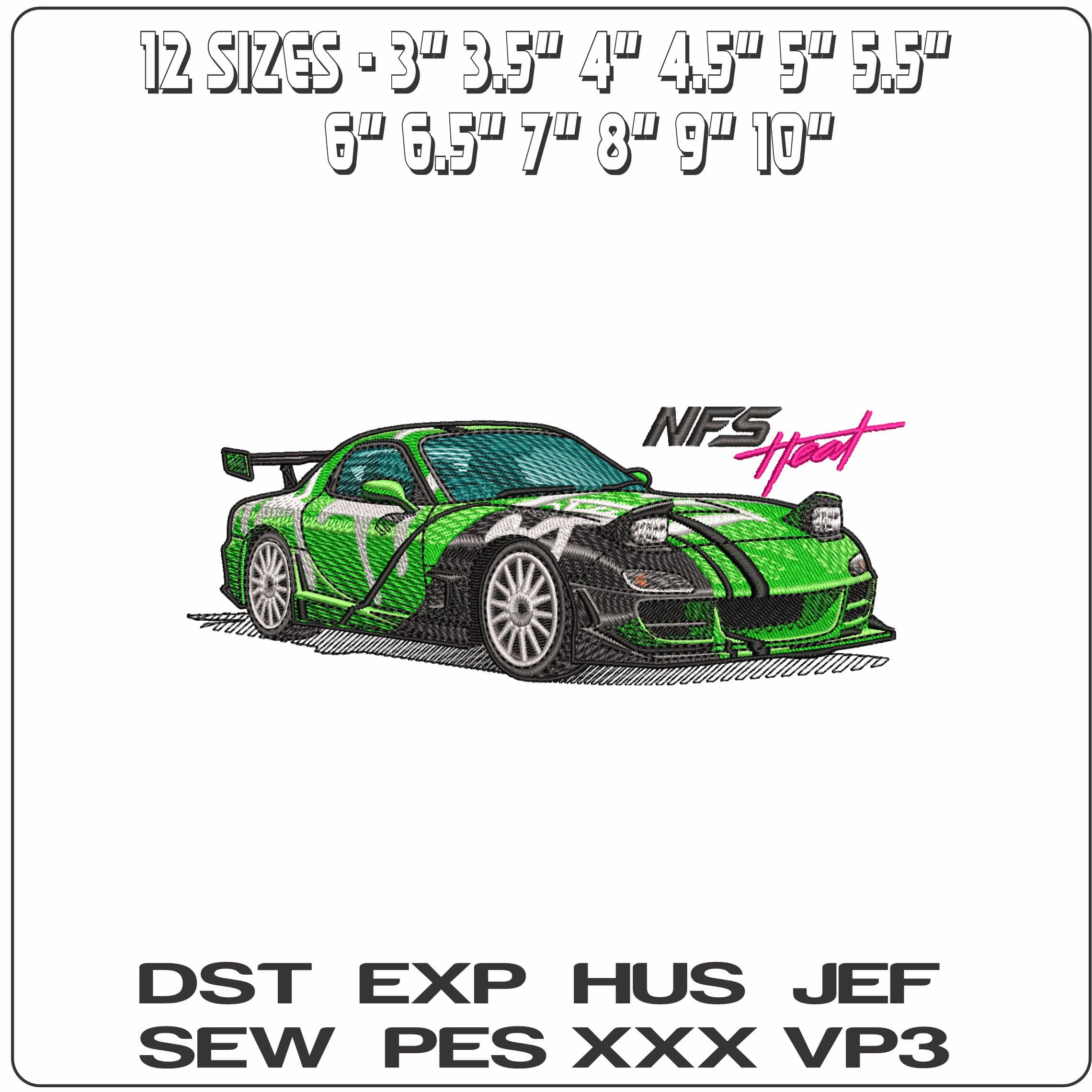Mazda RX7 kenji NFS  - Elegant embroidery design file - instant download — view 2