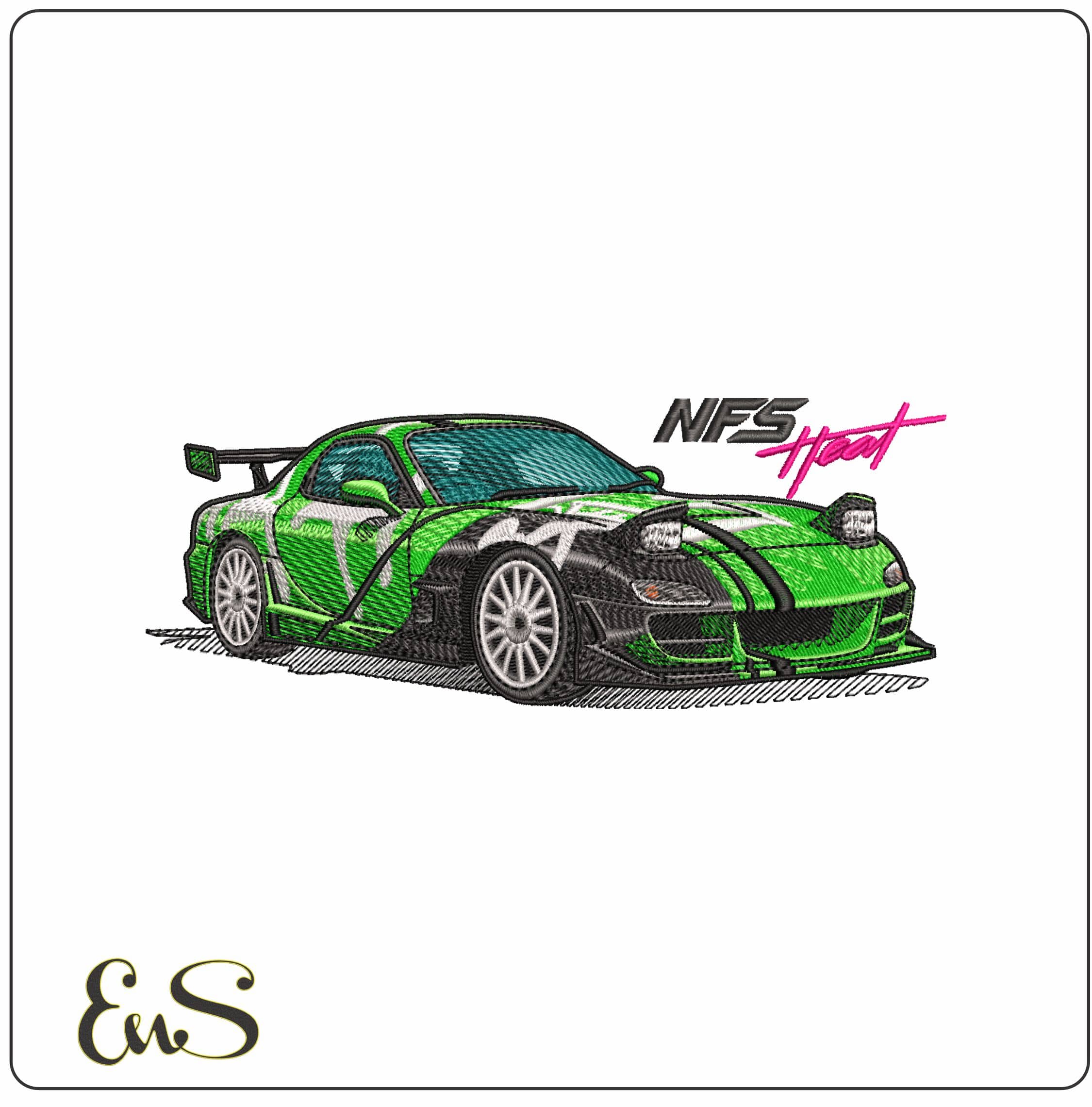 Mazda RX7 kenji NFS  - Elegant embroidery design file - instant download