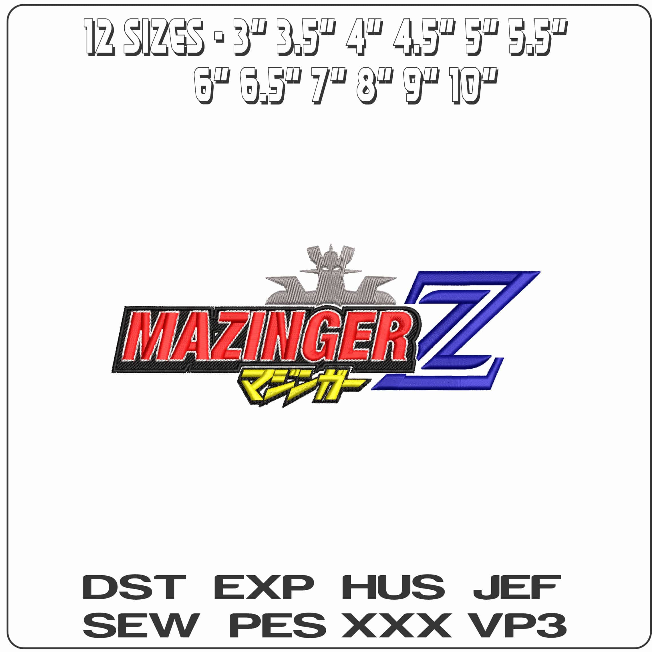 Mazinger Z Name Anime  - Elegant embroidery design file - instant download — view 2