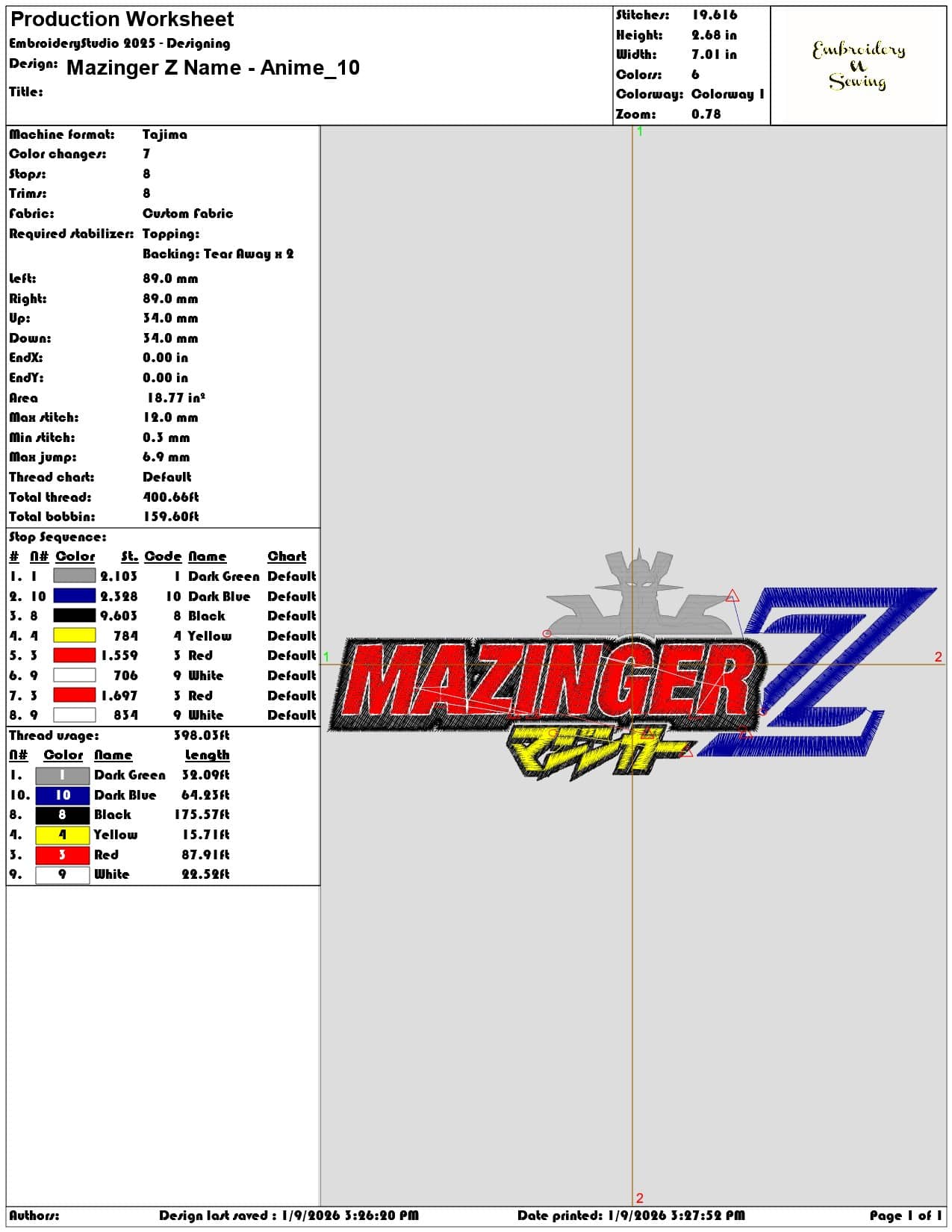 Mazinger Z Name Anime  - Elegant embroidery design file - instant download — view 3