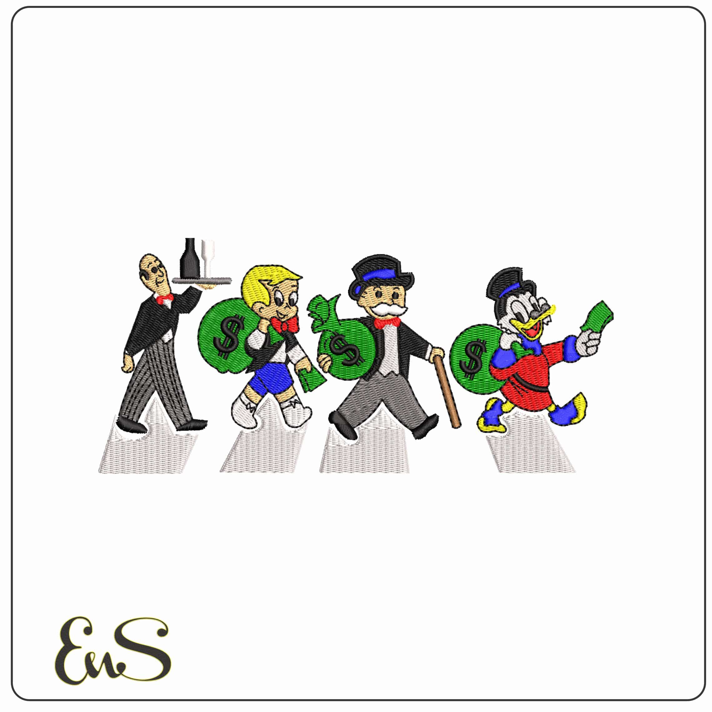 McSrooge Mr Monopoly Richie Rich Money  - Elegant embroidery design file - instant download
