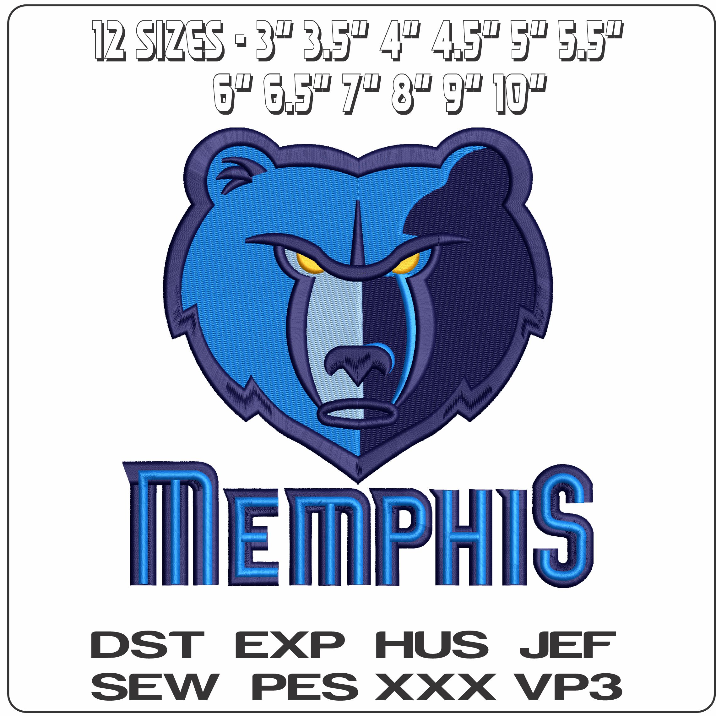 Memphis Grizzlies  - Elegant embroidery design file - instant download — view 2