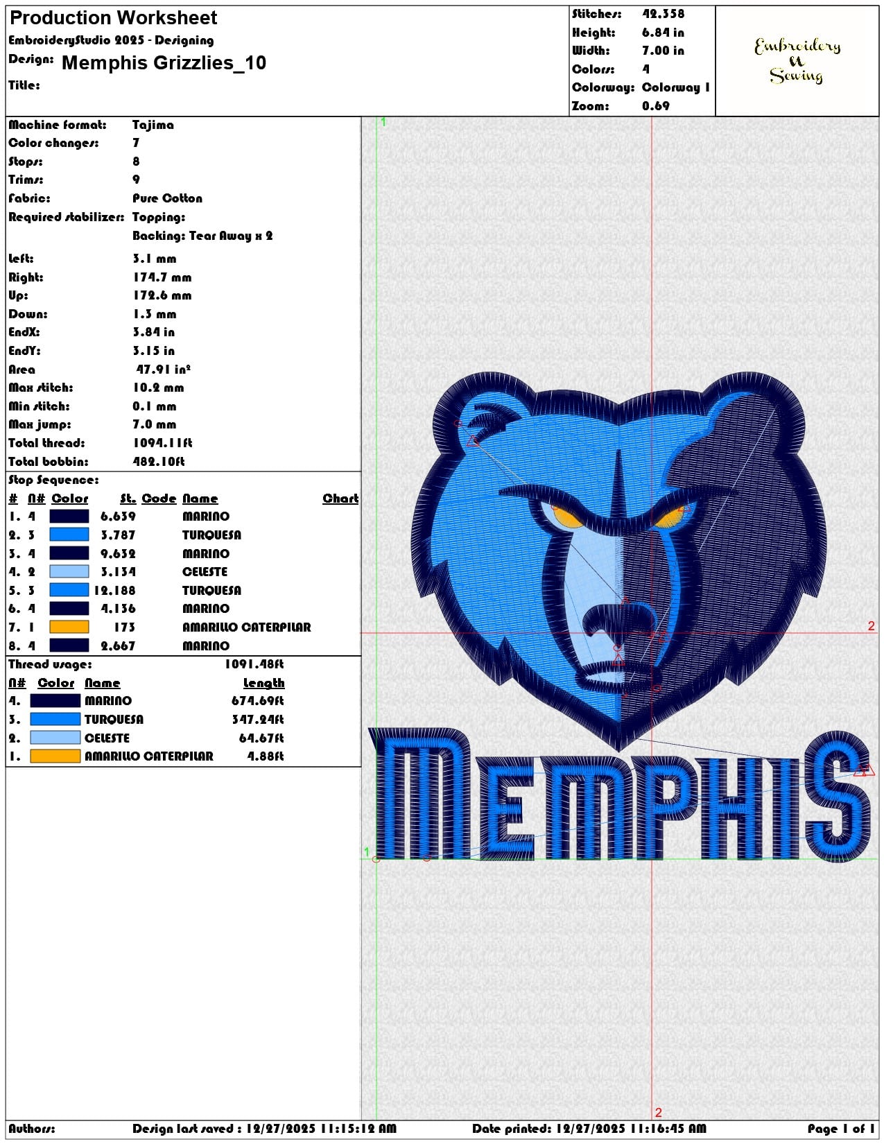 Memphis Grizzlies  - Elegant embroidery design file - instant download — view 3