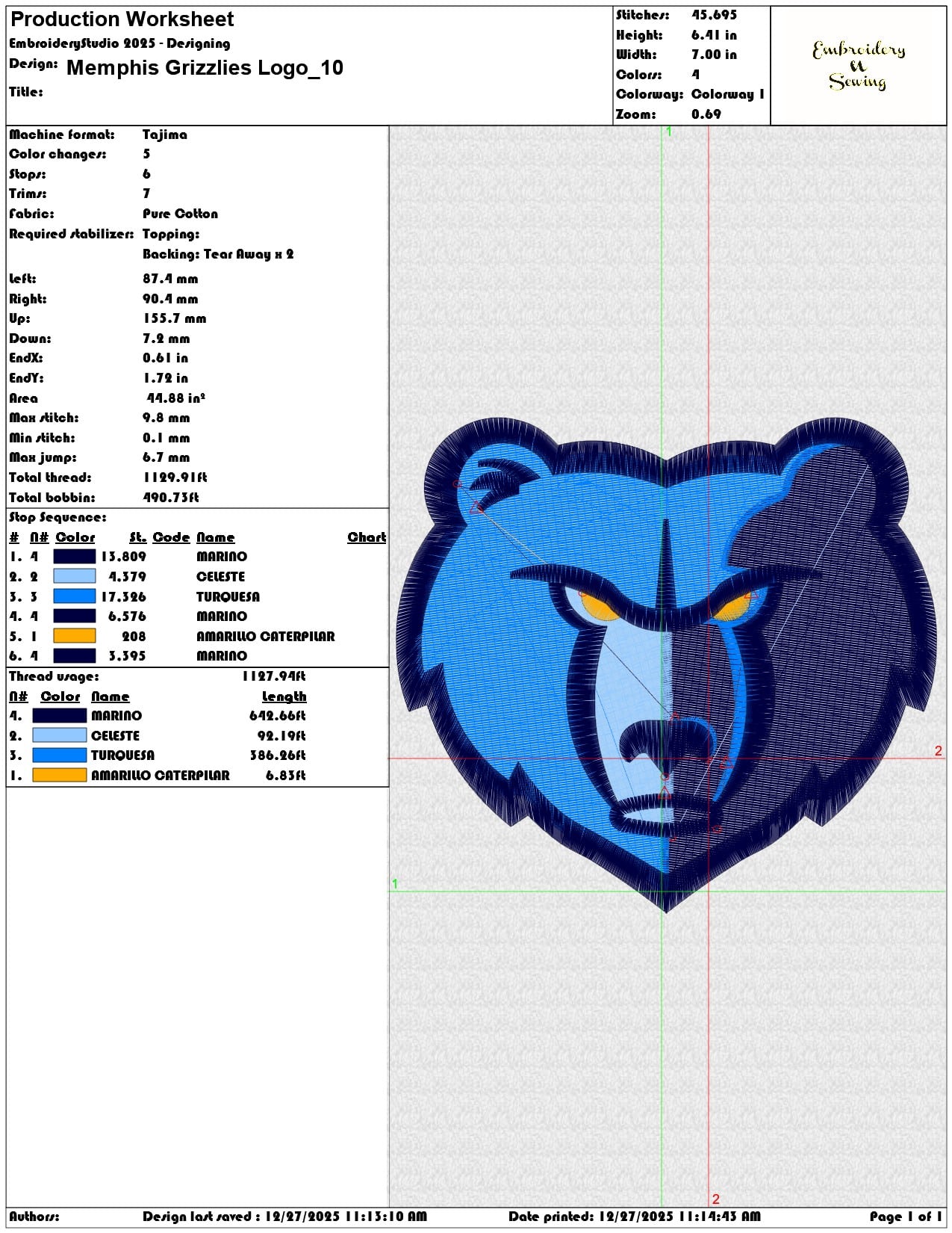 Memphis Grizzlies Logo  - Elegant embroidery design file - instant download — view 3