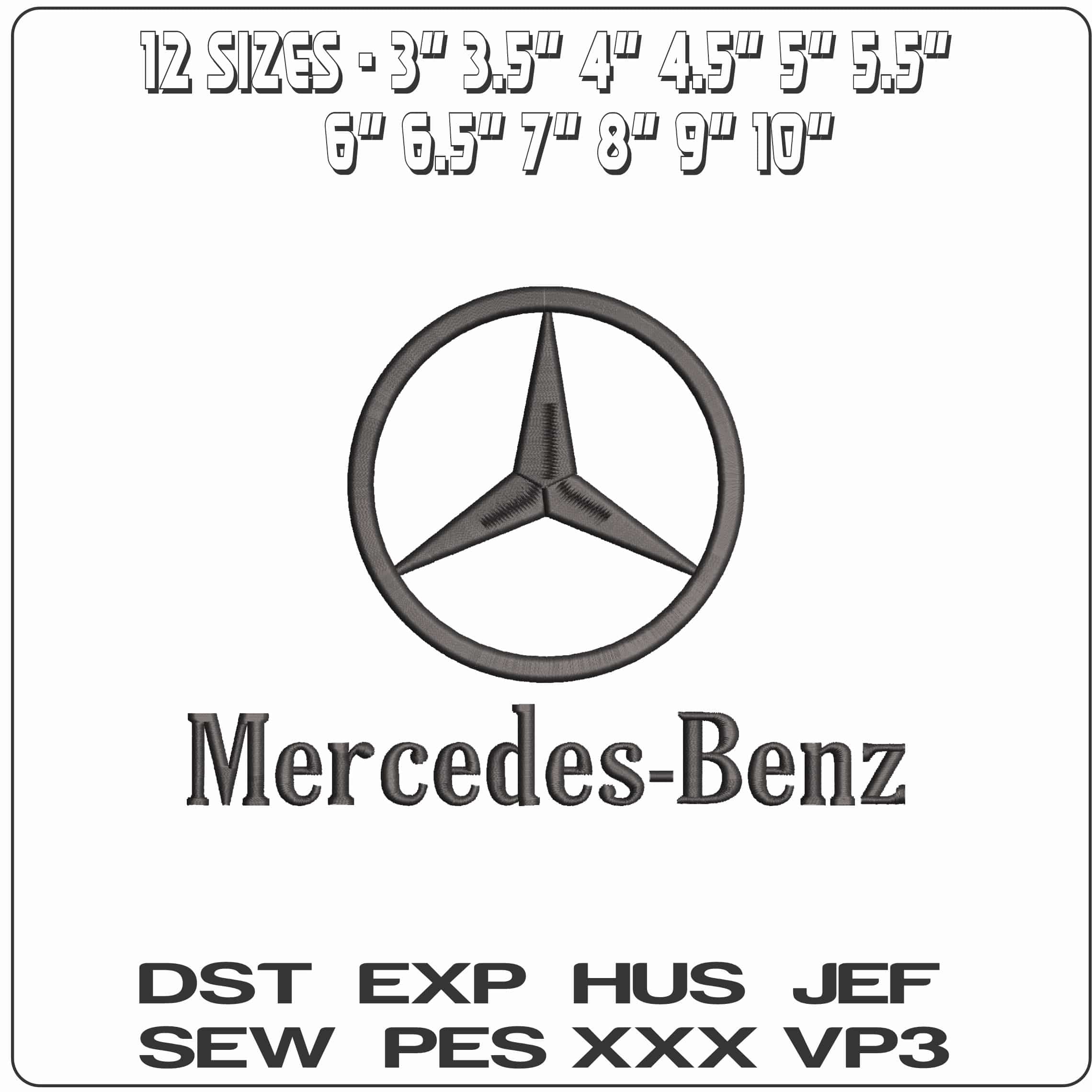 Mercedes Benz Basic  - Elegant embroidery design file - instant download — view 2