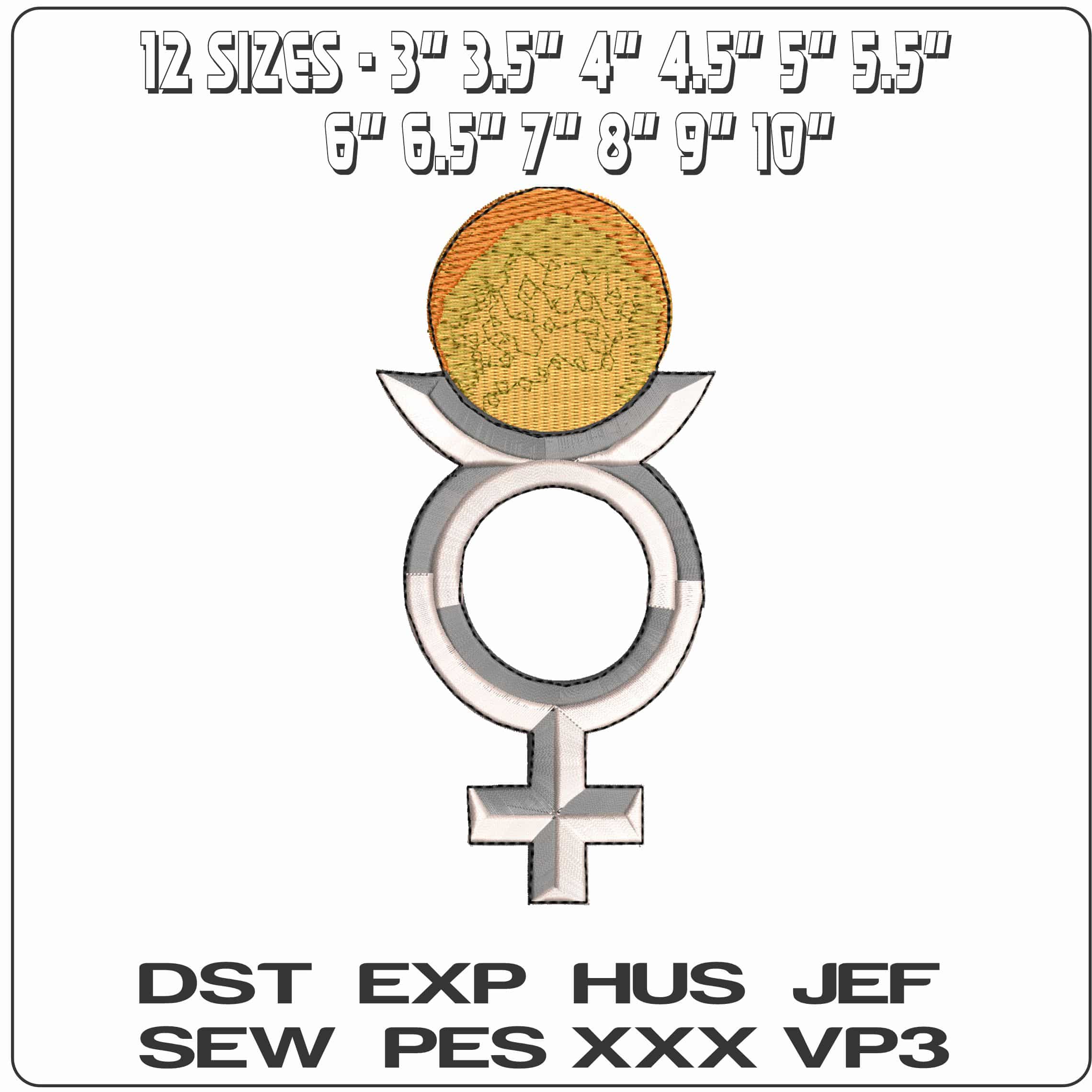 Mercury Astrological alchemie Symbo  - Elegant embroidery design file - instant download — view 2
