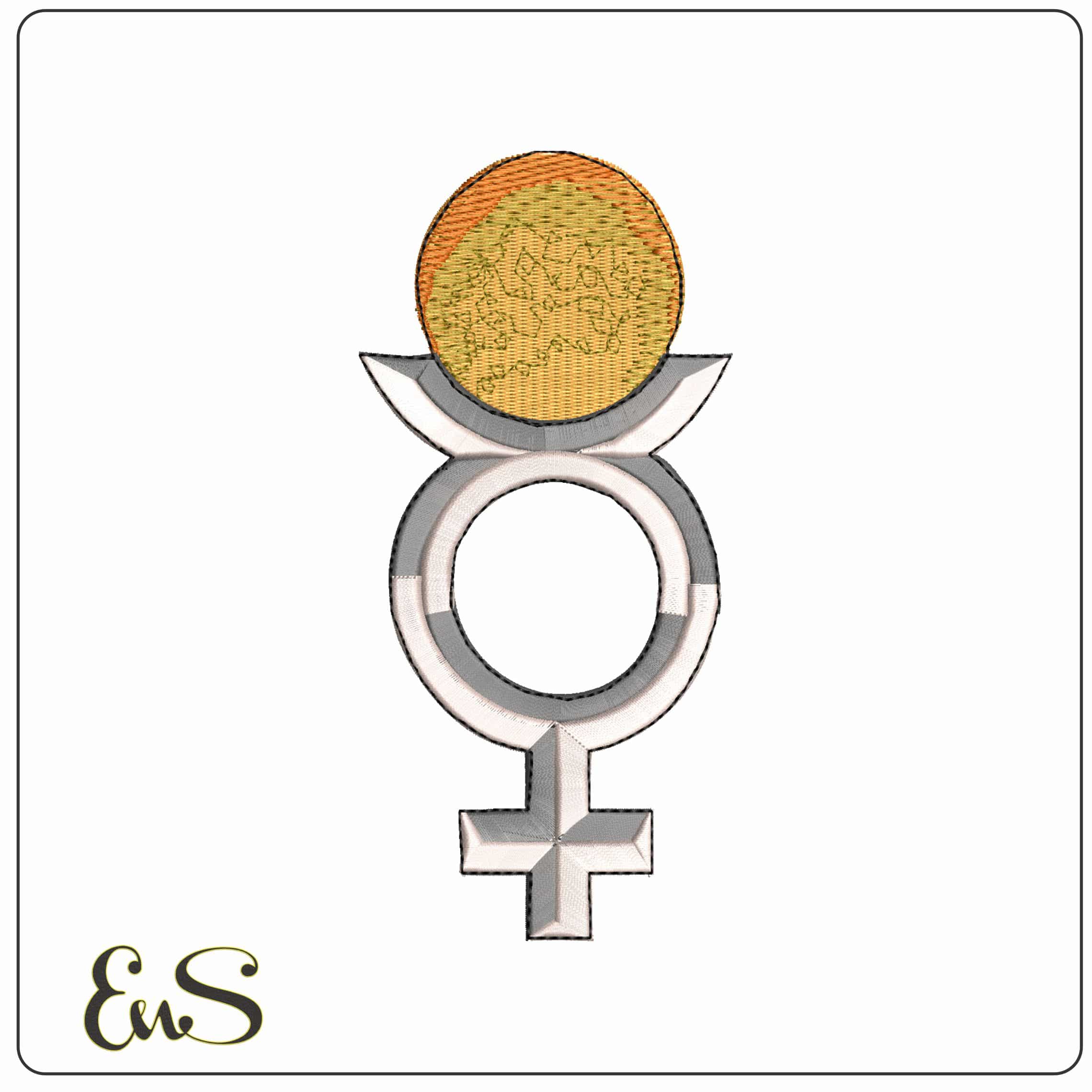 Mercury Astrological alchemie Symbo  - Elegant embroidery design file - instant download