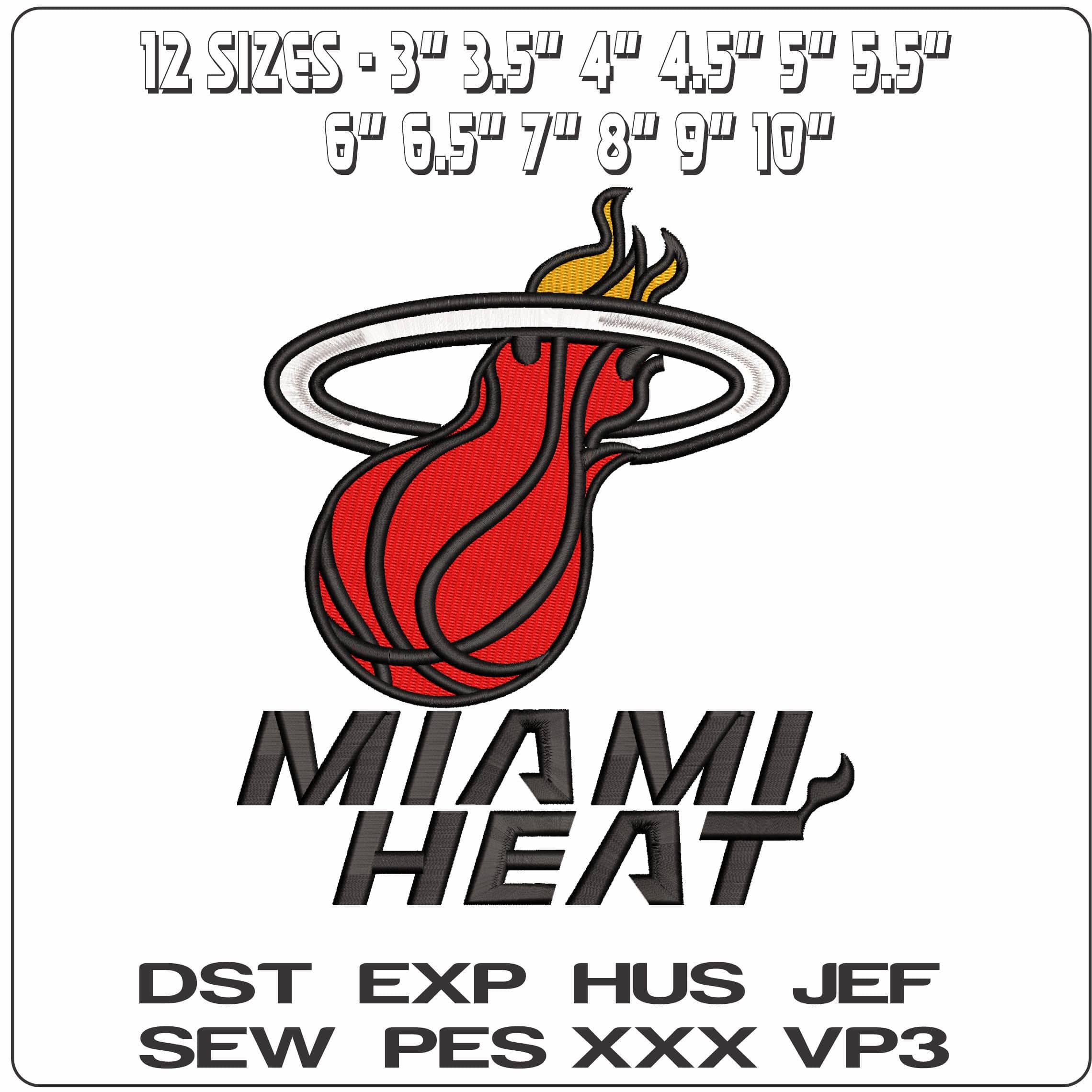 Miami Heat  - Elegant embroidery design file - instant download — view 2