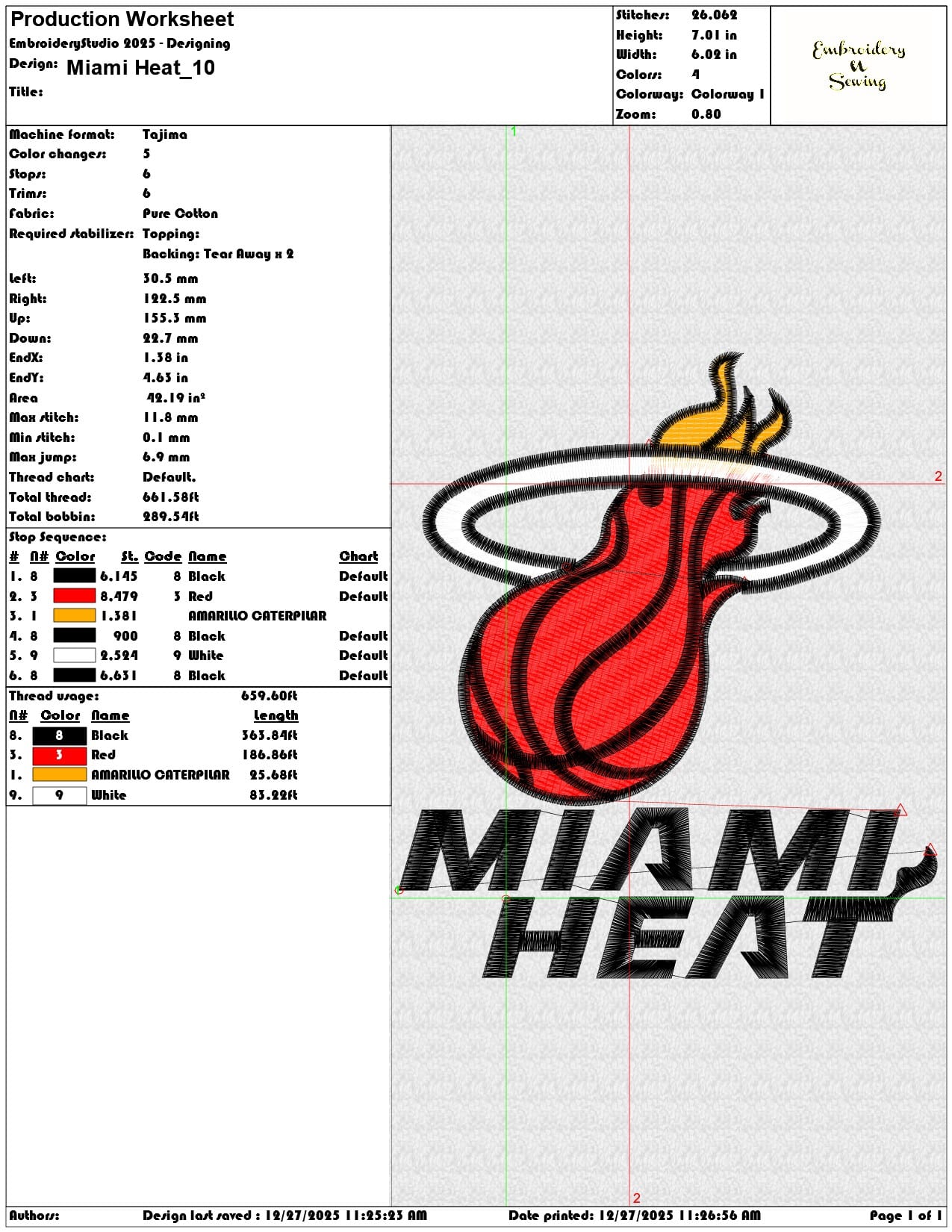 Miami Heat  - Elegant embroidery design file - instant download — view 3