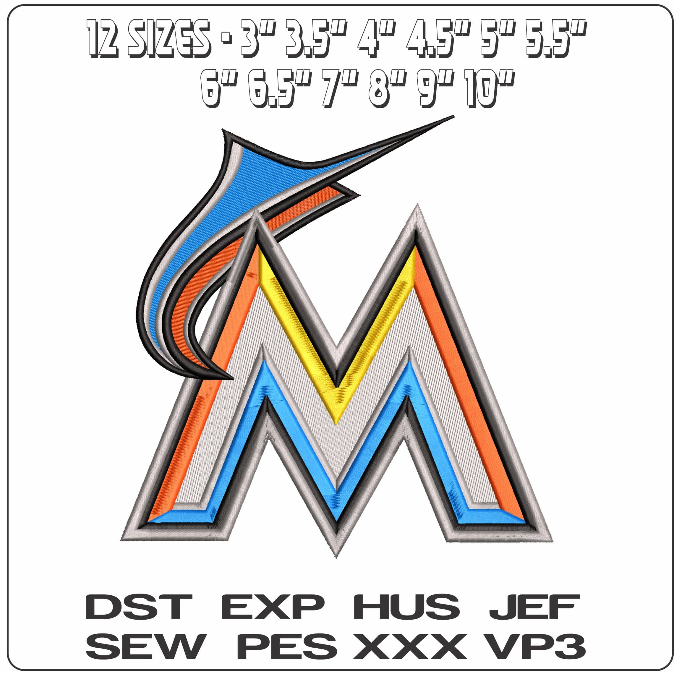 Miami Marlins MLB  - Elegant embroidery design file - instant download — view 2