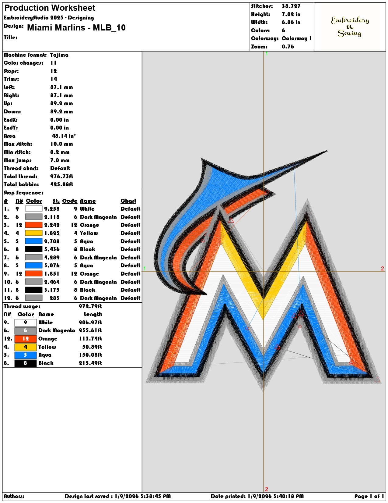 Miami Marlins MLB  - Elegant embroidery design file - instant download — view 3
