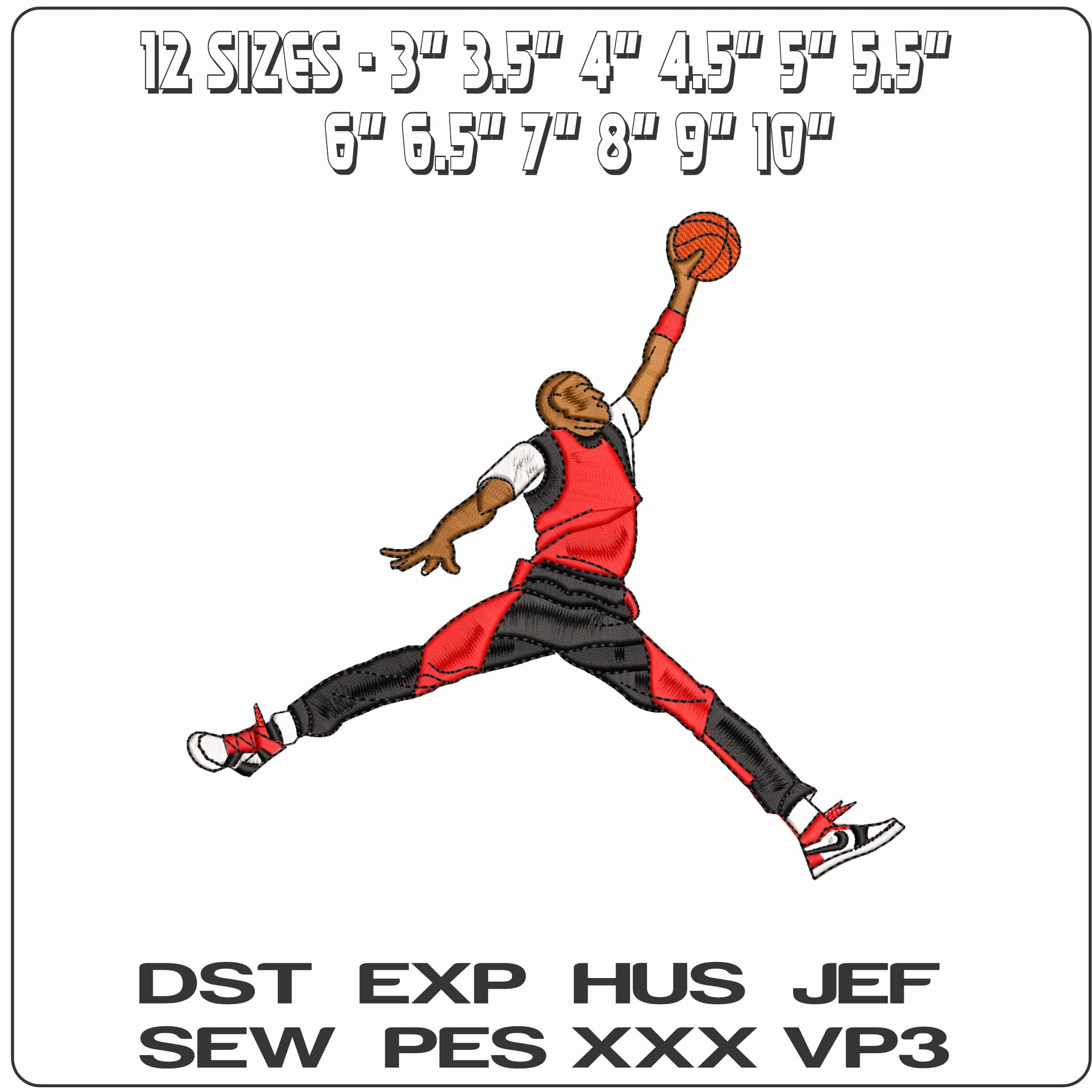 Michael Jordan Chigao Bulls color  - Elegant embroidery design file - instant download — view 2