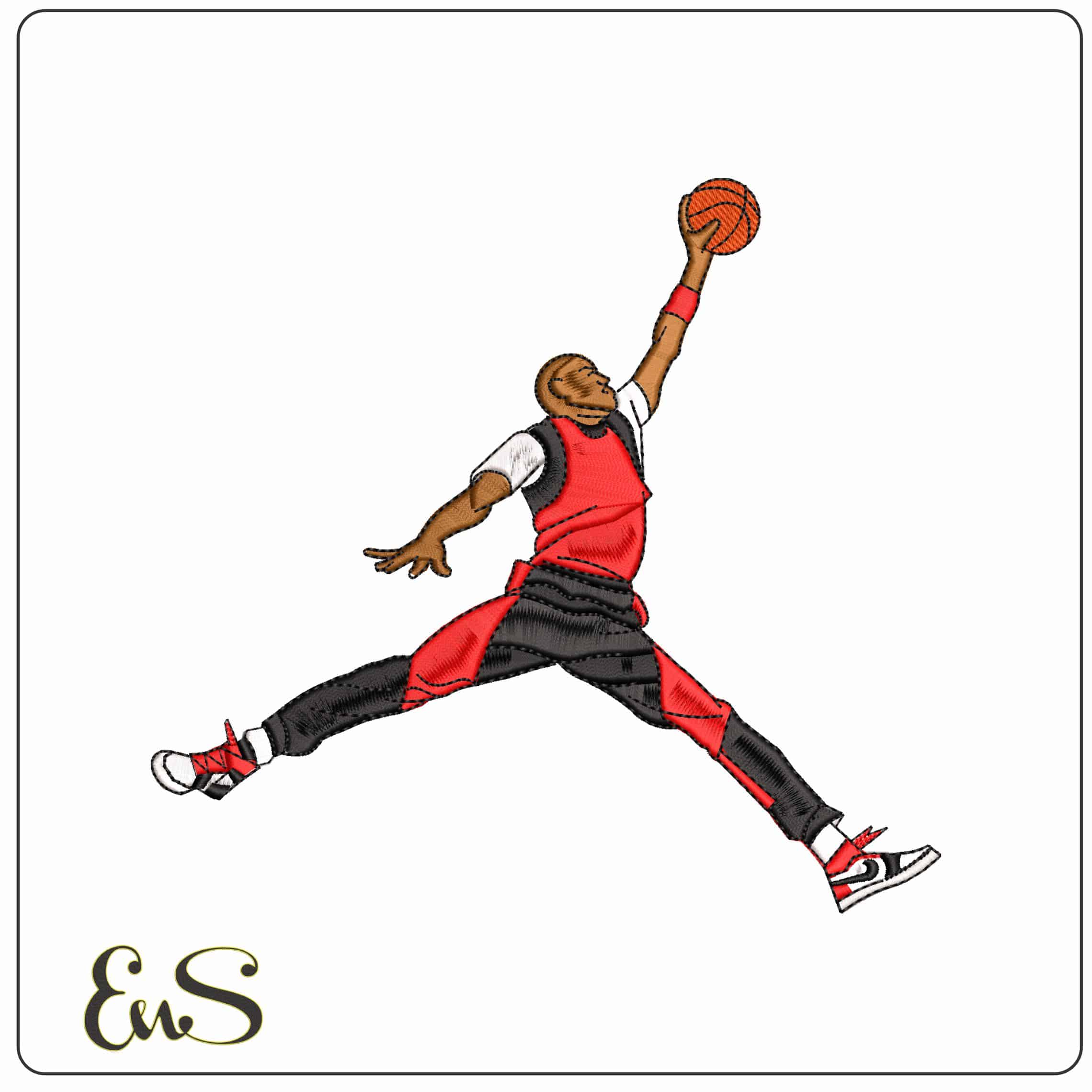 Michael Jordan Chigao Bulls color  - Elegant embroidery design file - instant download