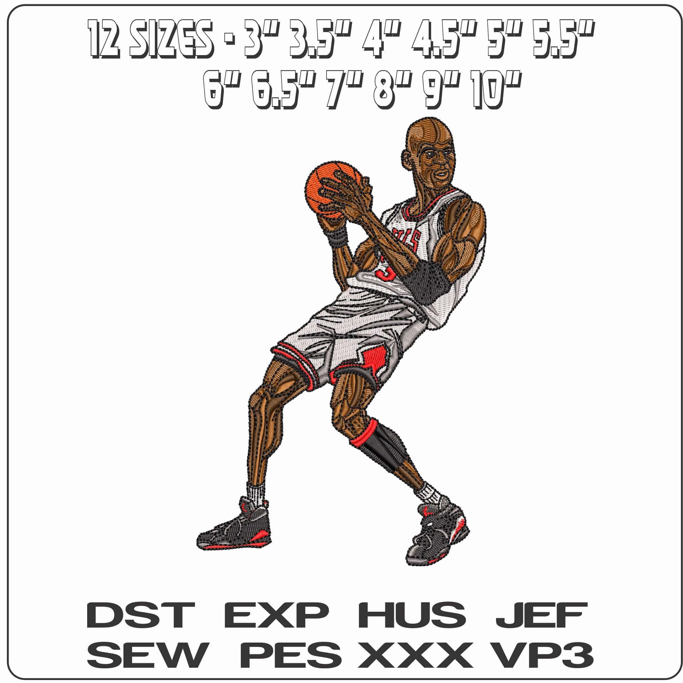 Michael Jordan Ready for Layup  - Elegant embroidery design file - instant download — view 2