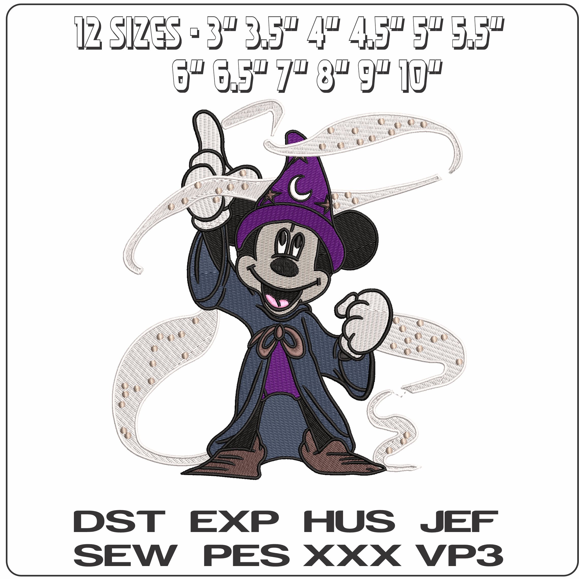 Mickey Mouse Fantasia Magic  - Elegant embroidery design file - instant download — view 2