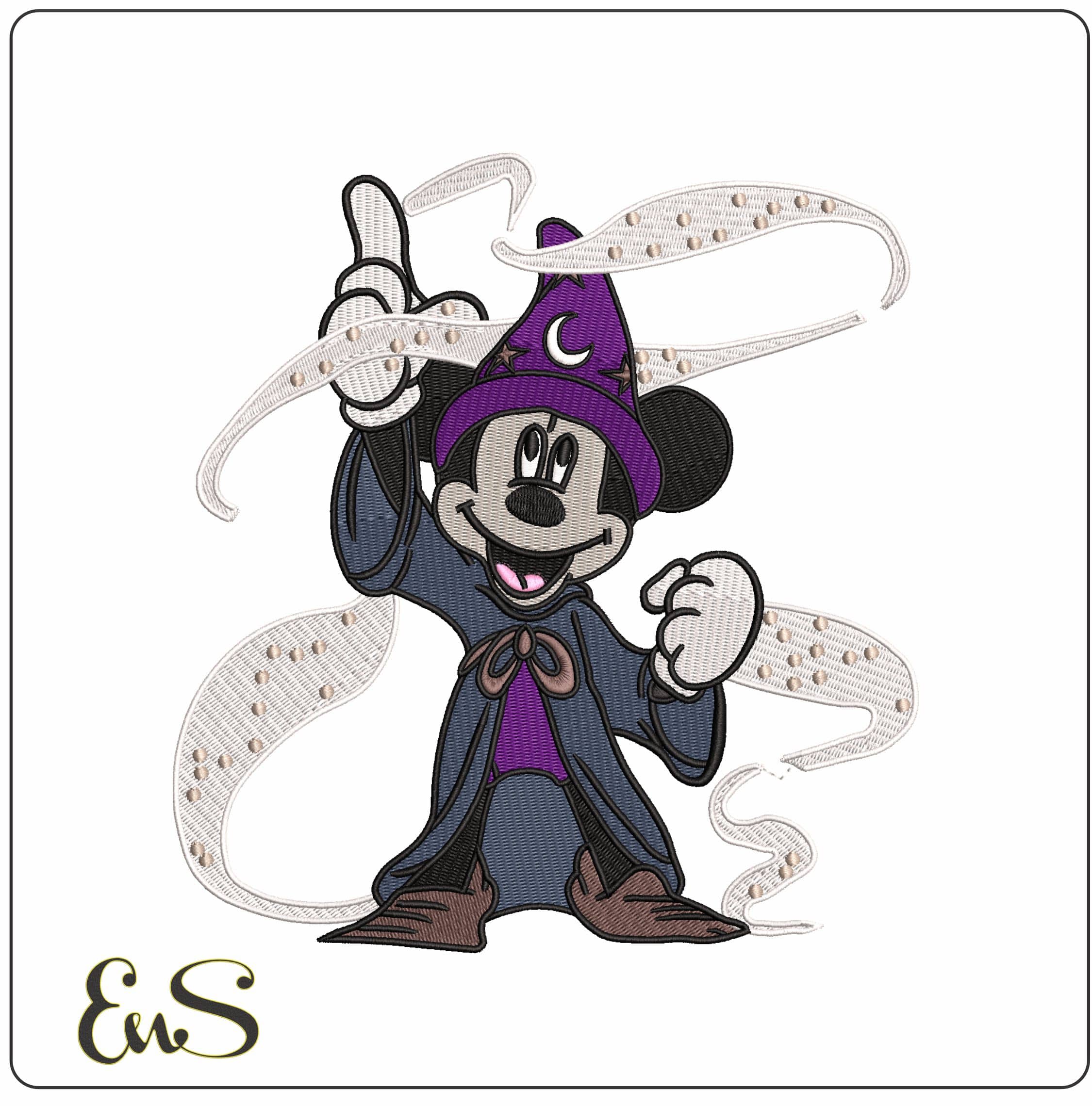 Mickey Mouse Fantasia Magic  - Elegant embroidery design file - instant download