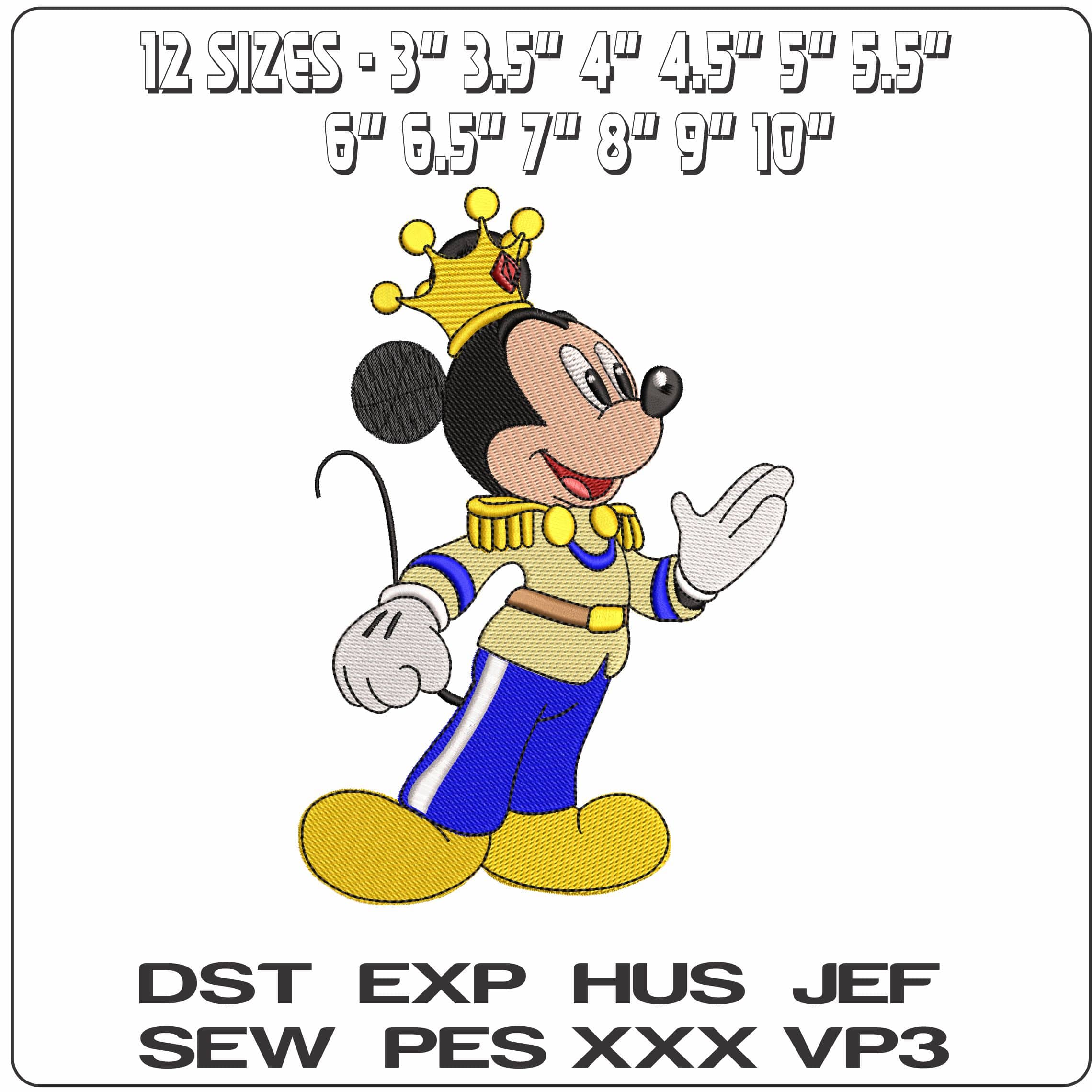 Mickey Mouse King  - Elegant embroidery design file - instant download — view 2