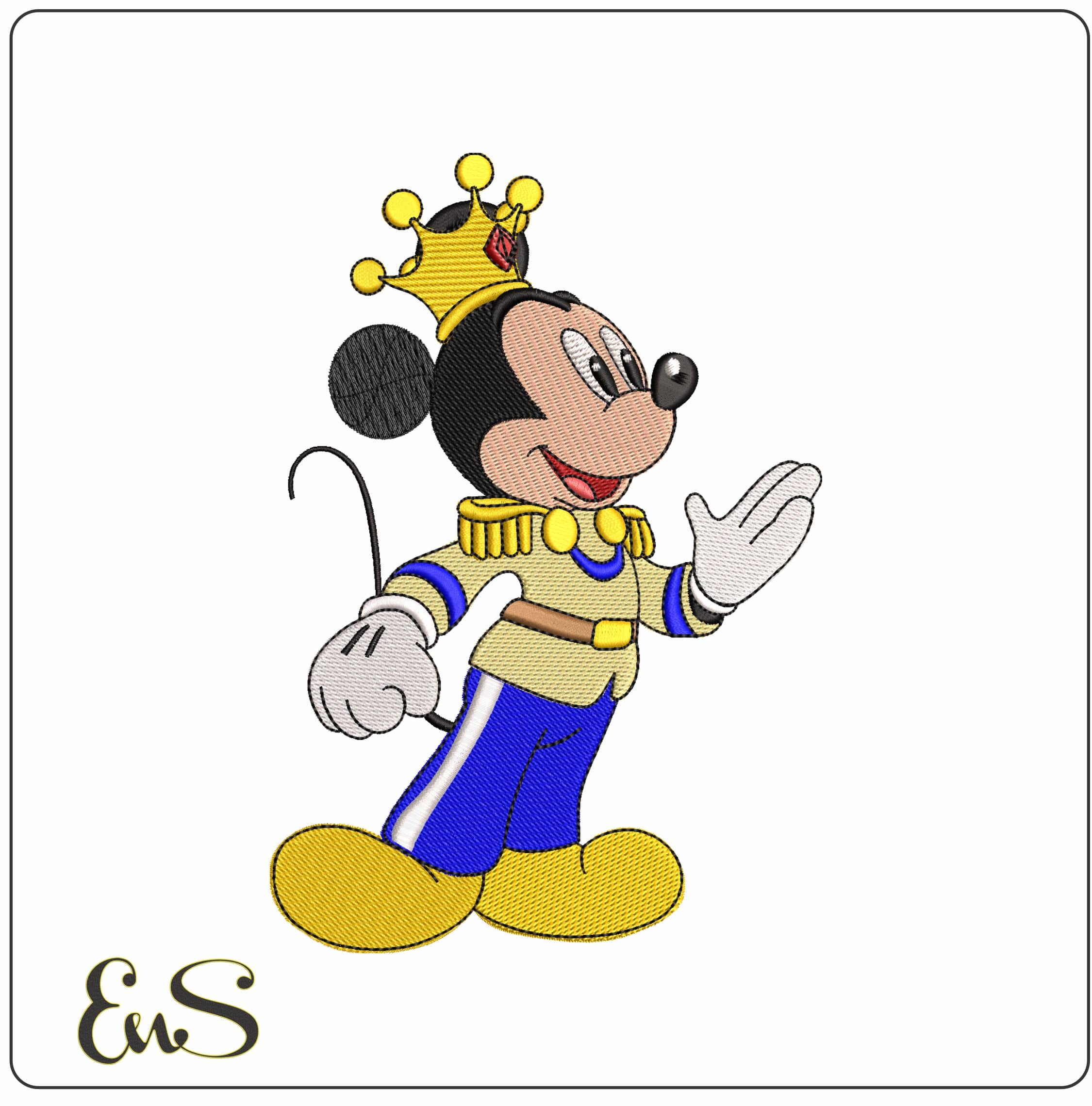 Mickey Mouse King  - Elegant embroidery design file - instant download