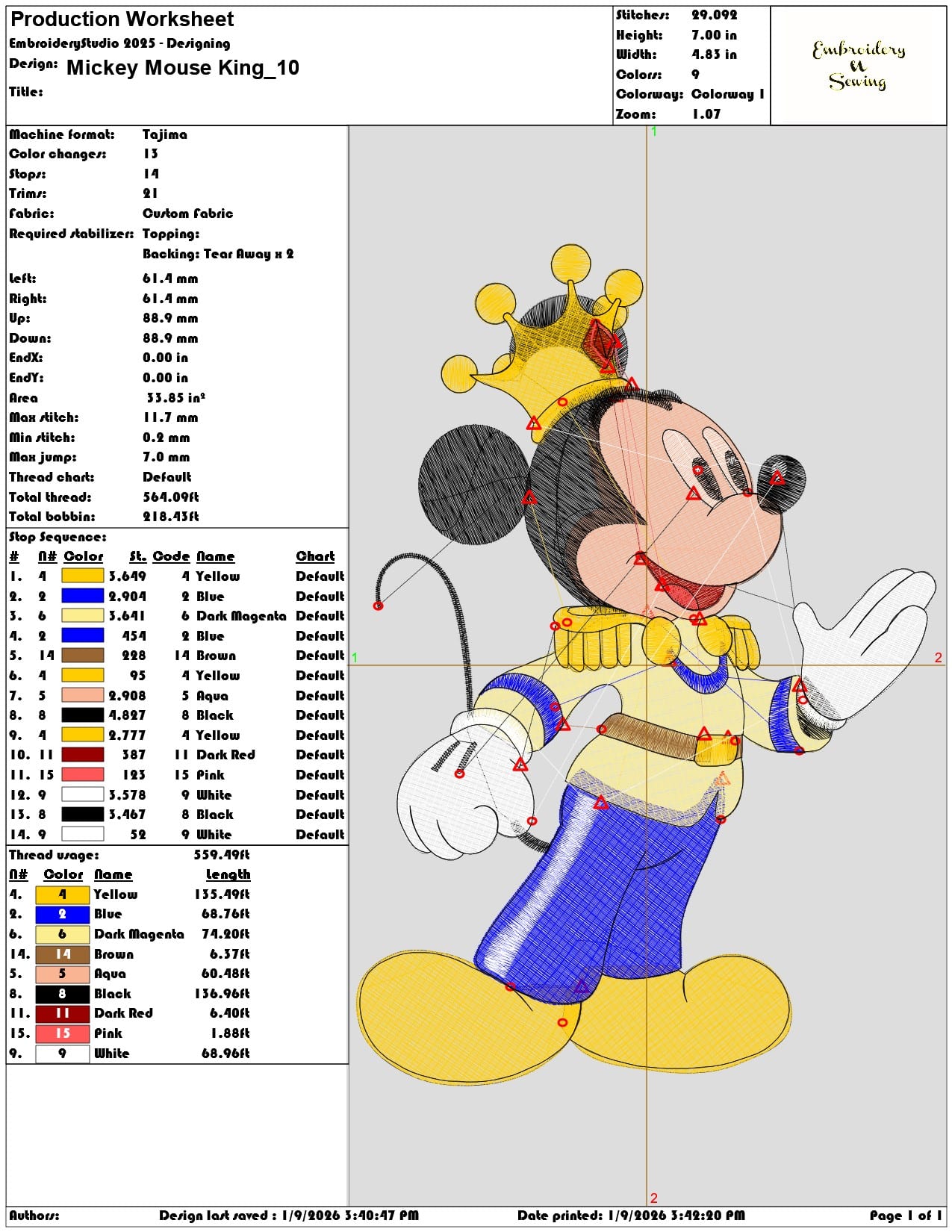 Mickey Mouse King  - Elegant embroidery design file - instant download — view 3