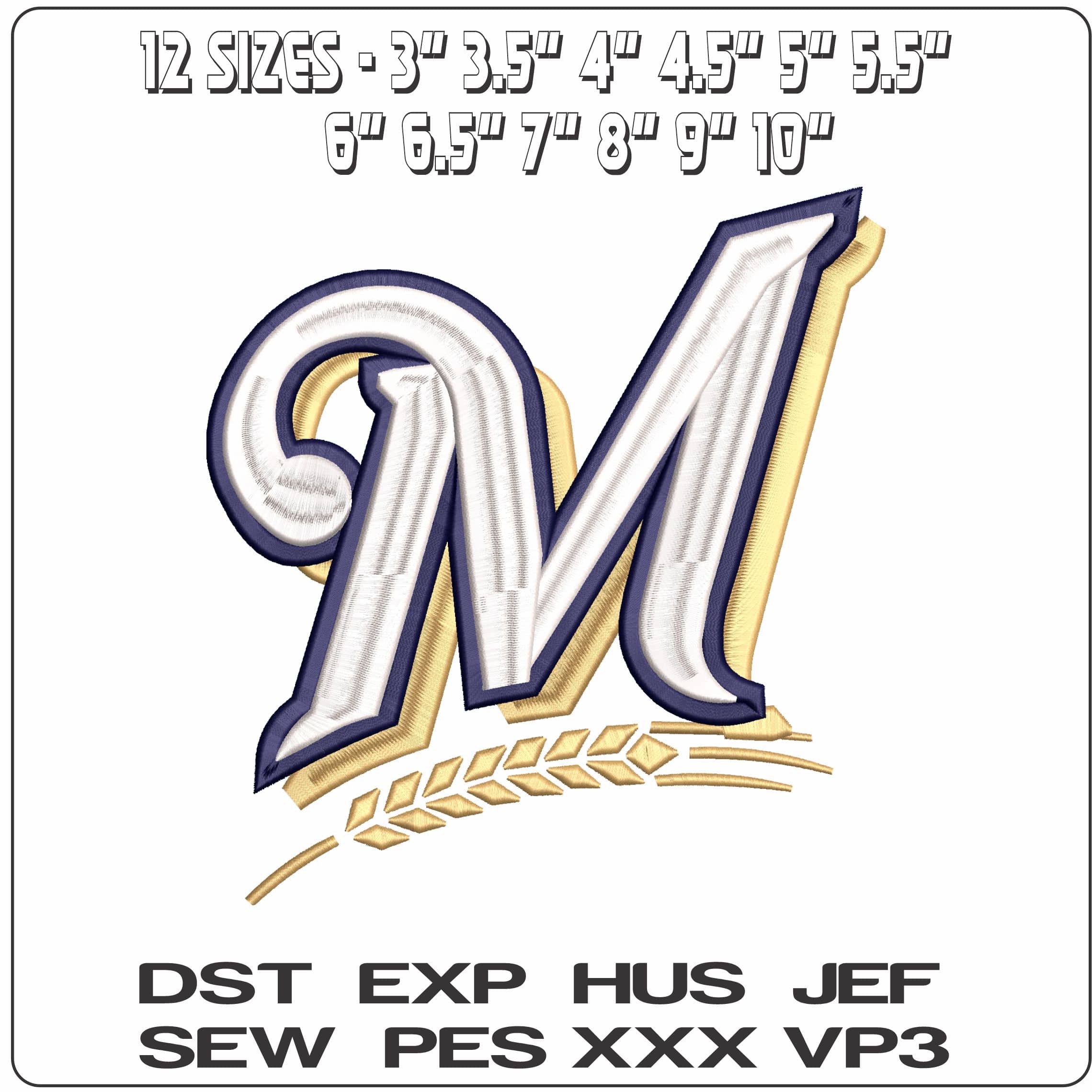 Milwaukee Brewers 3D MLB  - Elegant embroidery design file - instant download — view 2