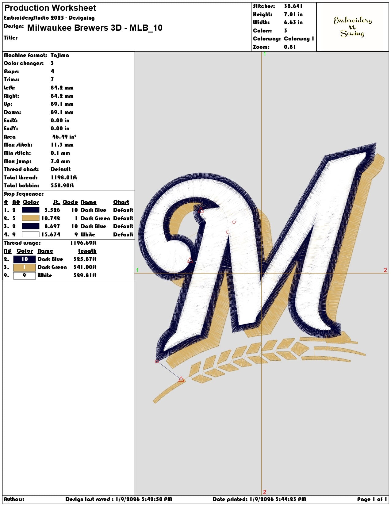 Milwaukee Brewers 3D MLB  - Elegant embroidery design file - instant download — view 3