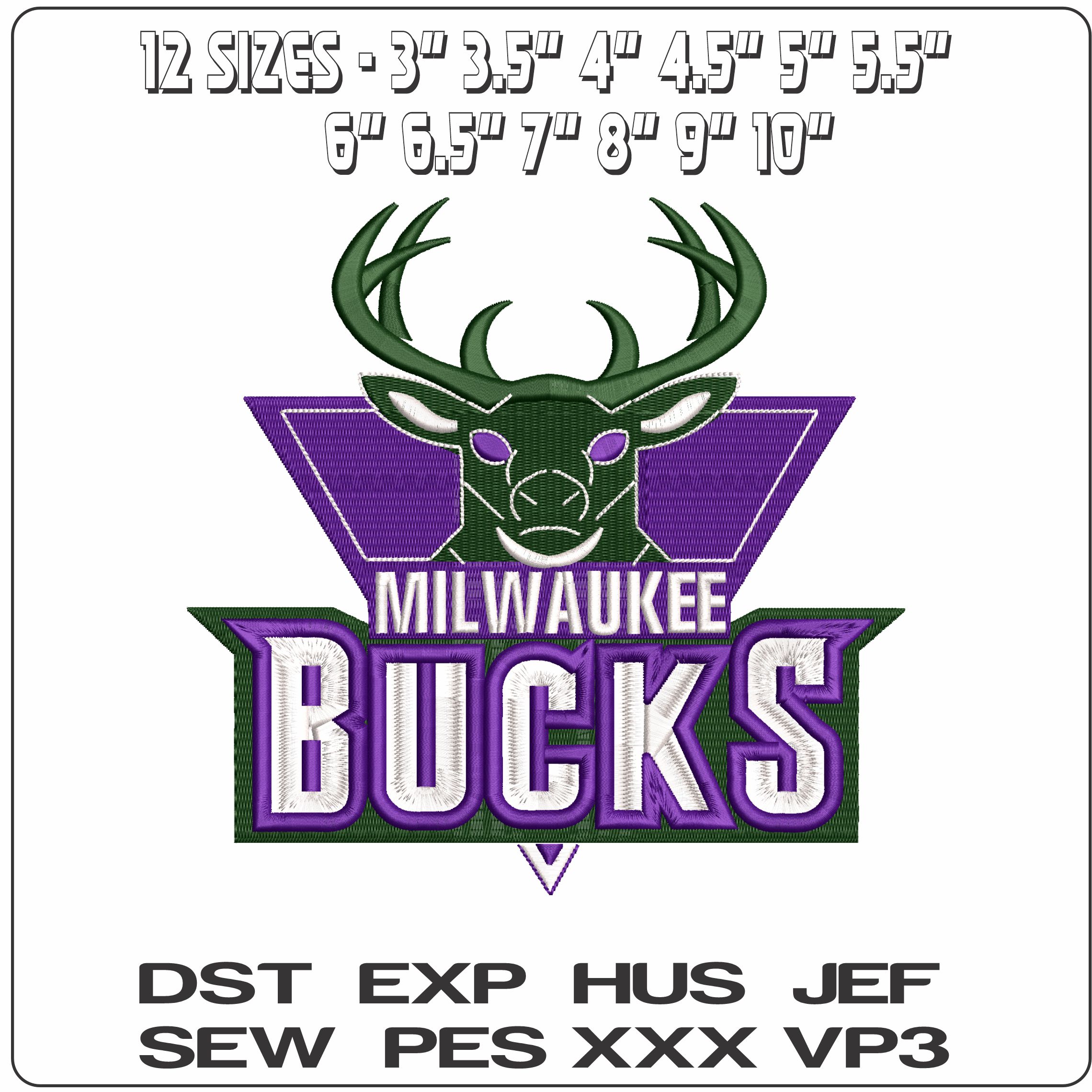 Milwaukee Bucks  - Elegant embroidery design file - instant download — view 2