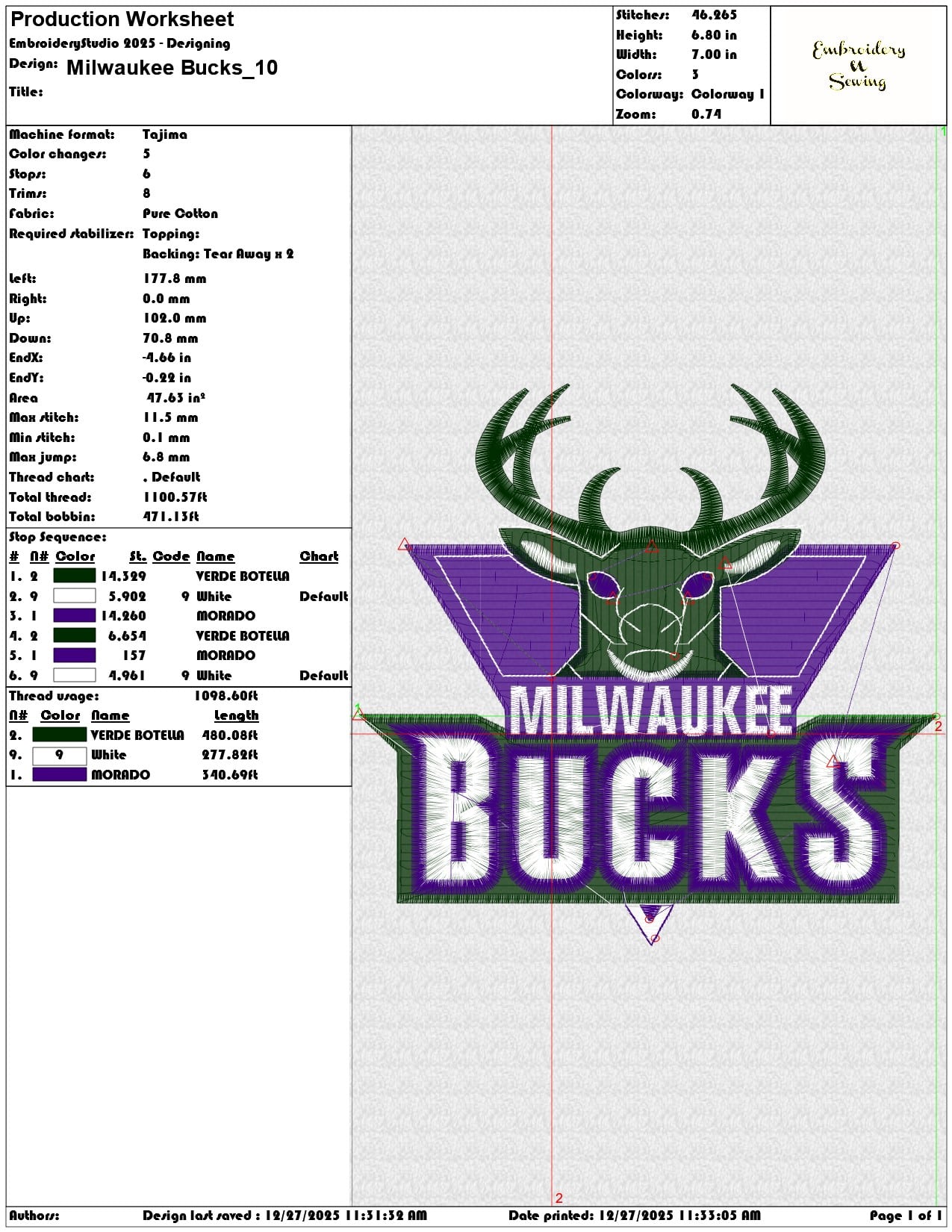 Milwaukee Bucks  - Elegant embroidery design file - instant download — view 3