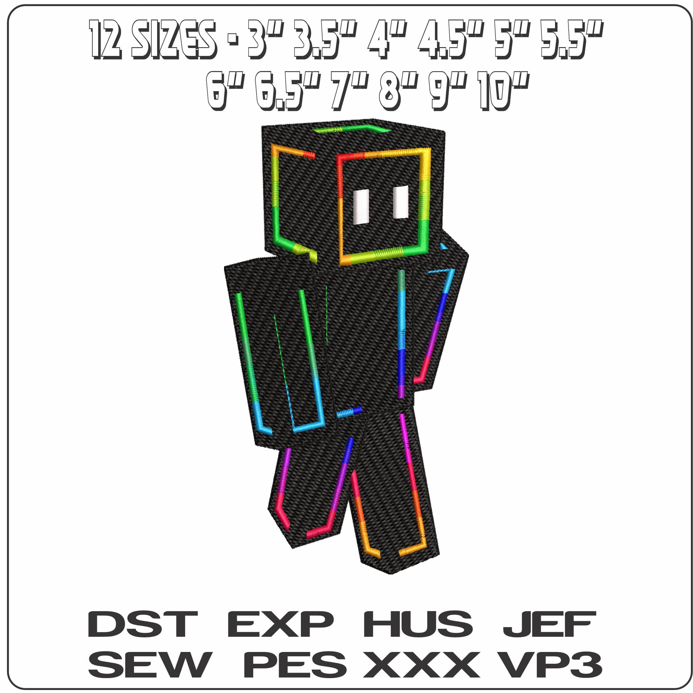 Minecraft Skin Advanced RGB  - Elegant embroidery design file - instant download — view 2