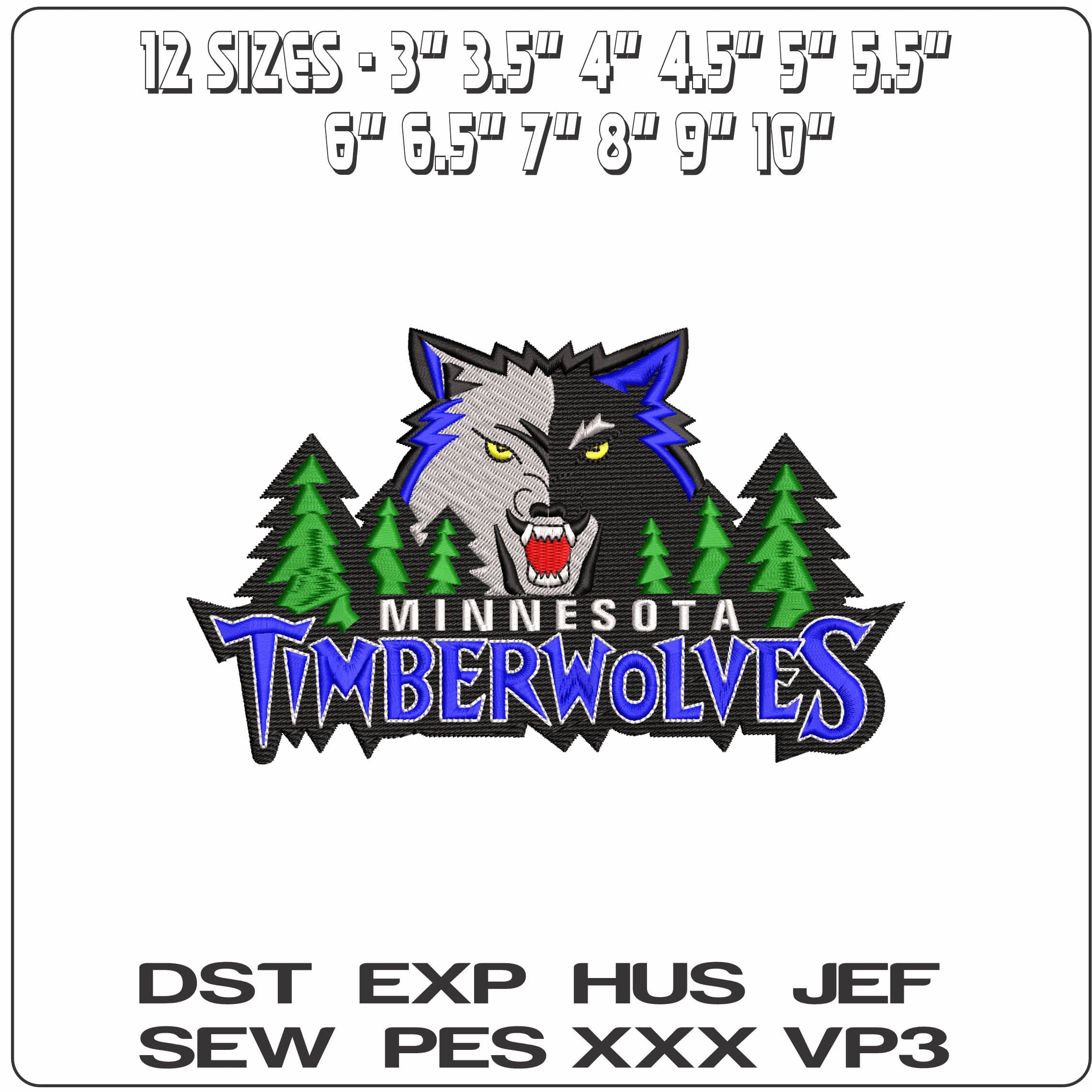 Minnesota Timberwolves  - Elegant embroidery design file - instant download — view 2