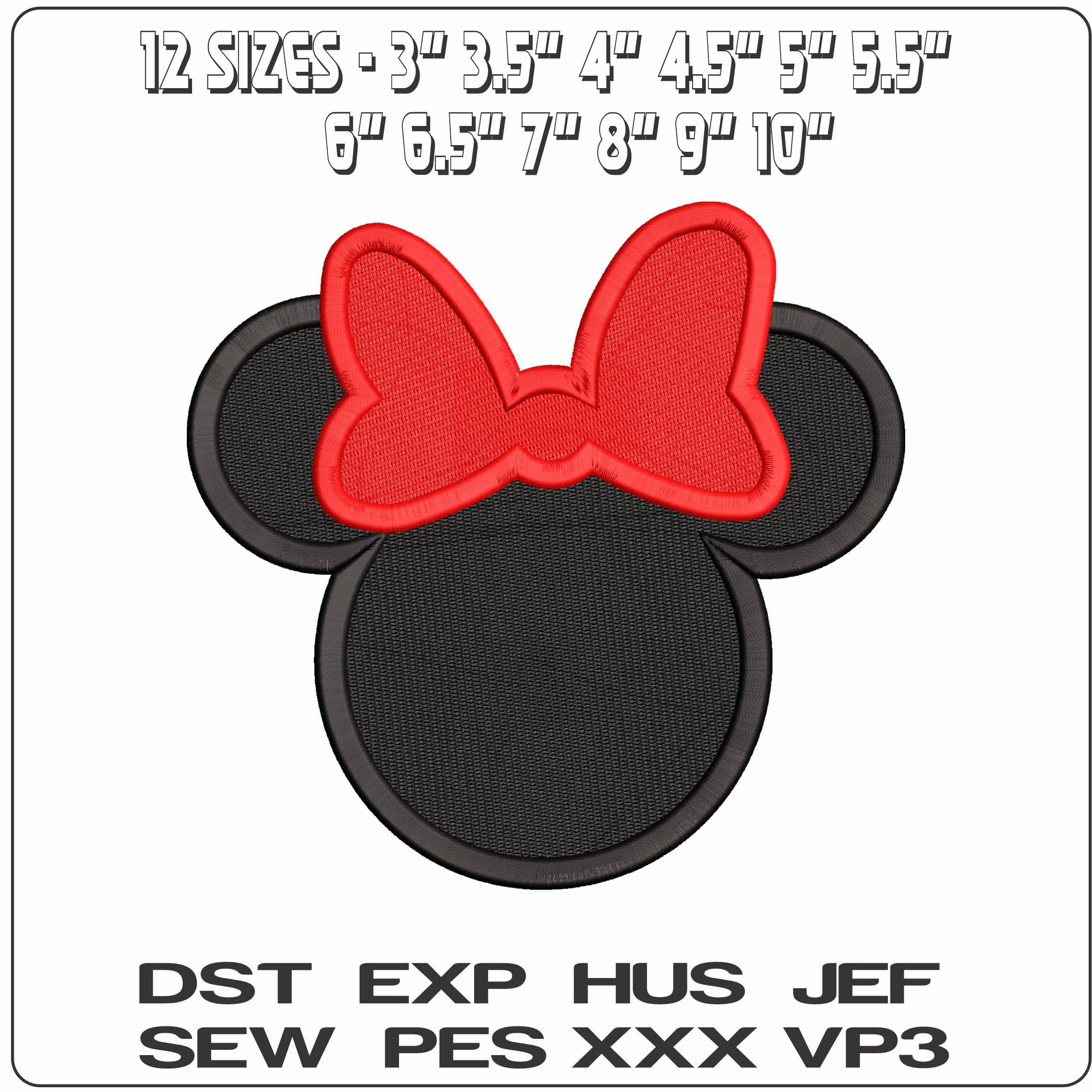 Minnie Mouse head thicck outline  - Elegant embroidery design file - instant download — view 2