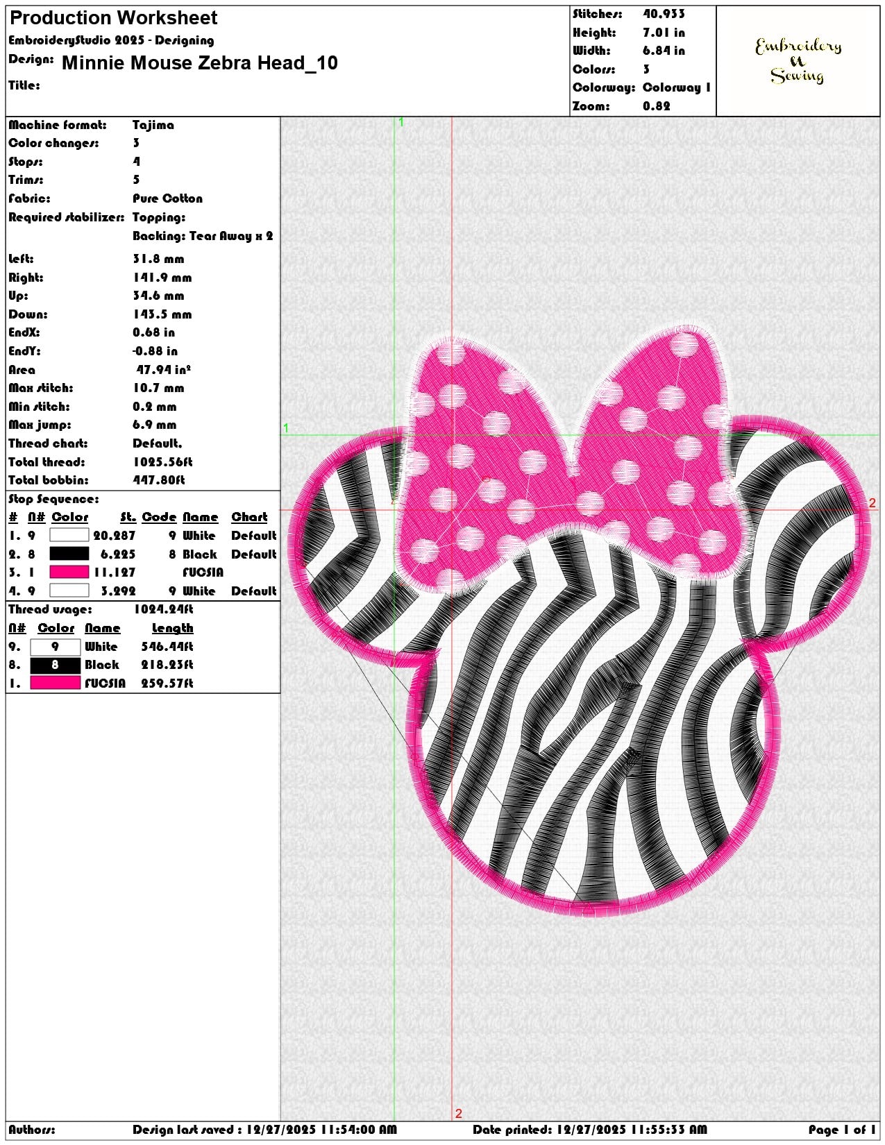 Minnie Mouse Zebra Head  - Elegant embroidery design file - instant download — view 3